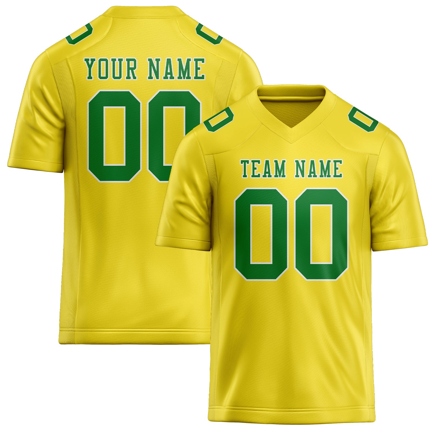 Maillot de football personnalisé jaune clair et vert émeraude