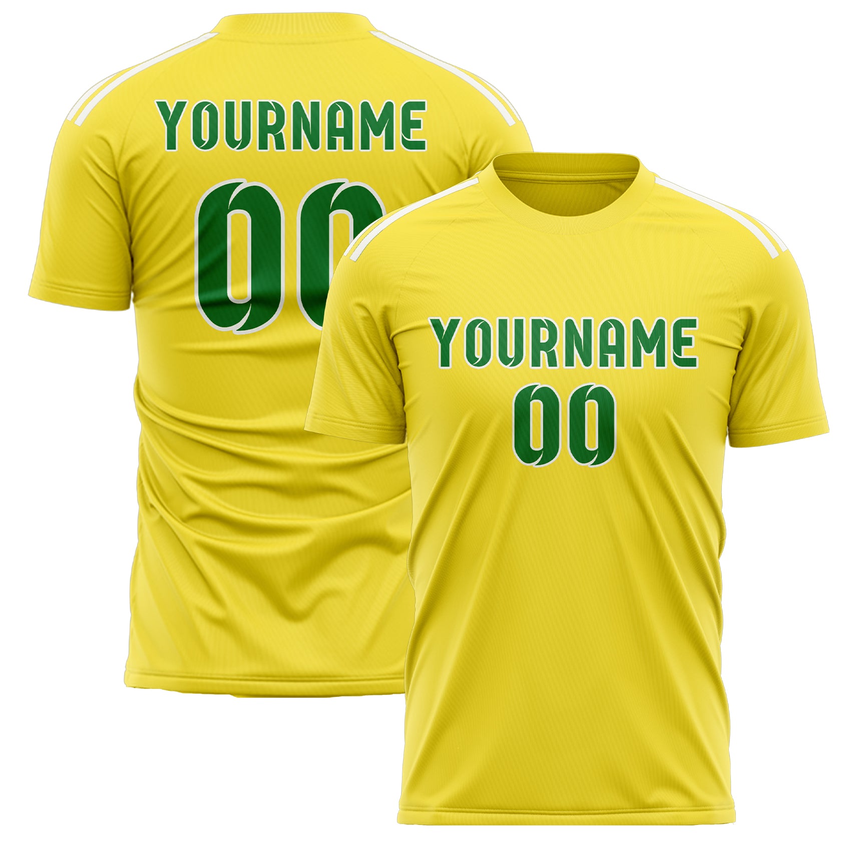 Maillot de football personnalisé jaune clair et vert émeraude