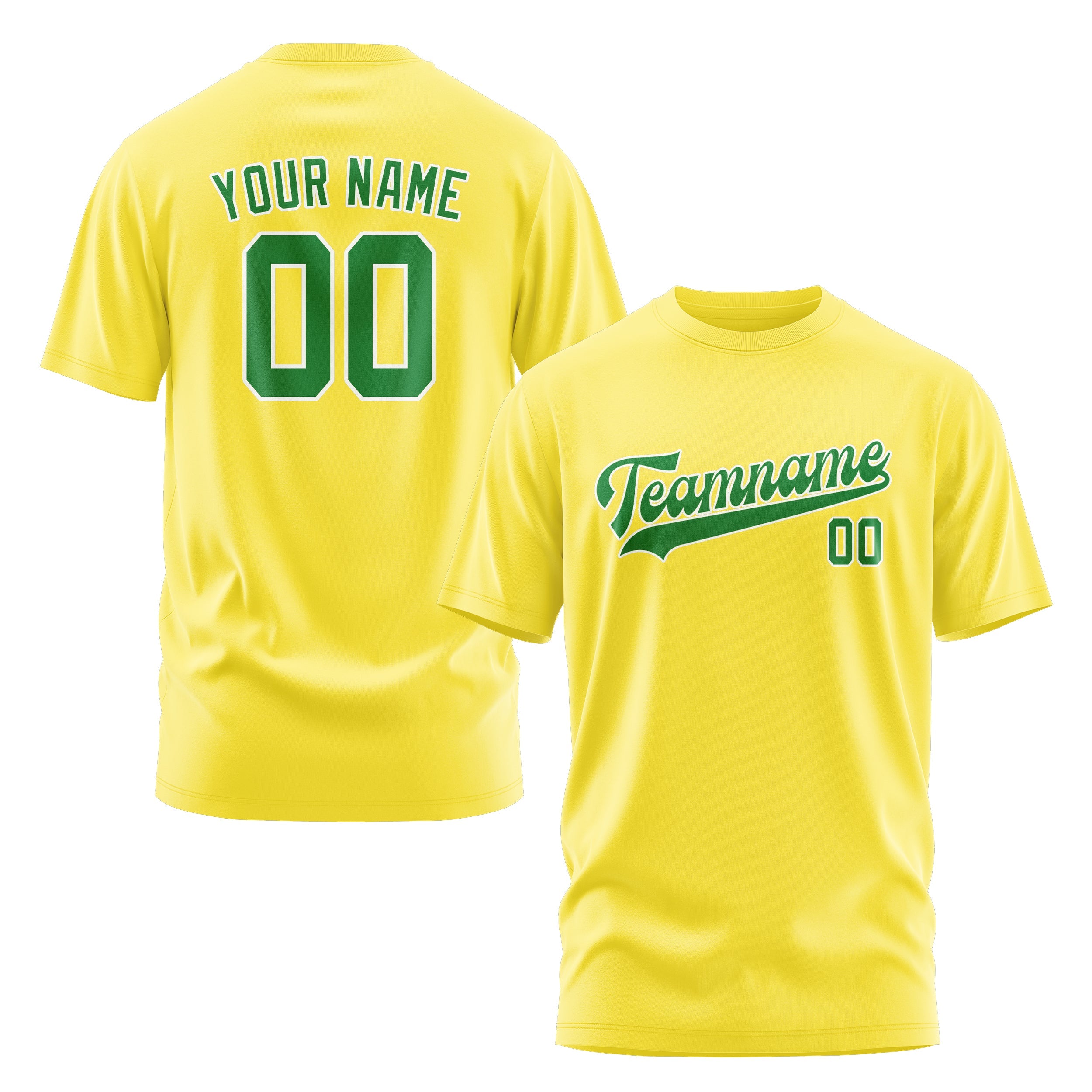 T-shirt personnalisé jaune clair et vert émeraude