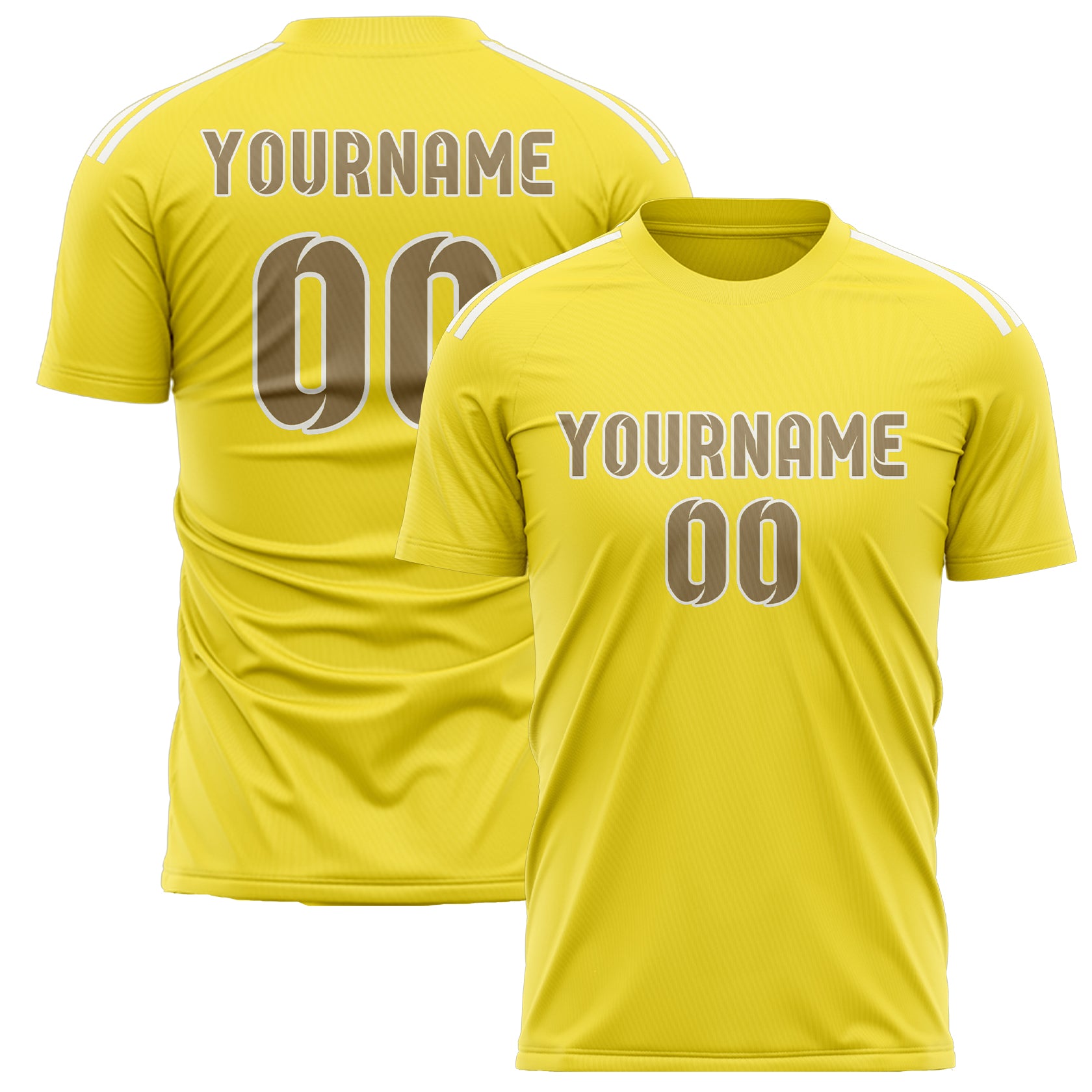Maillot de football personnalisé jaune clair kaki clair