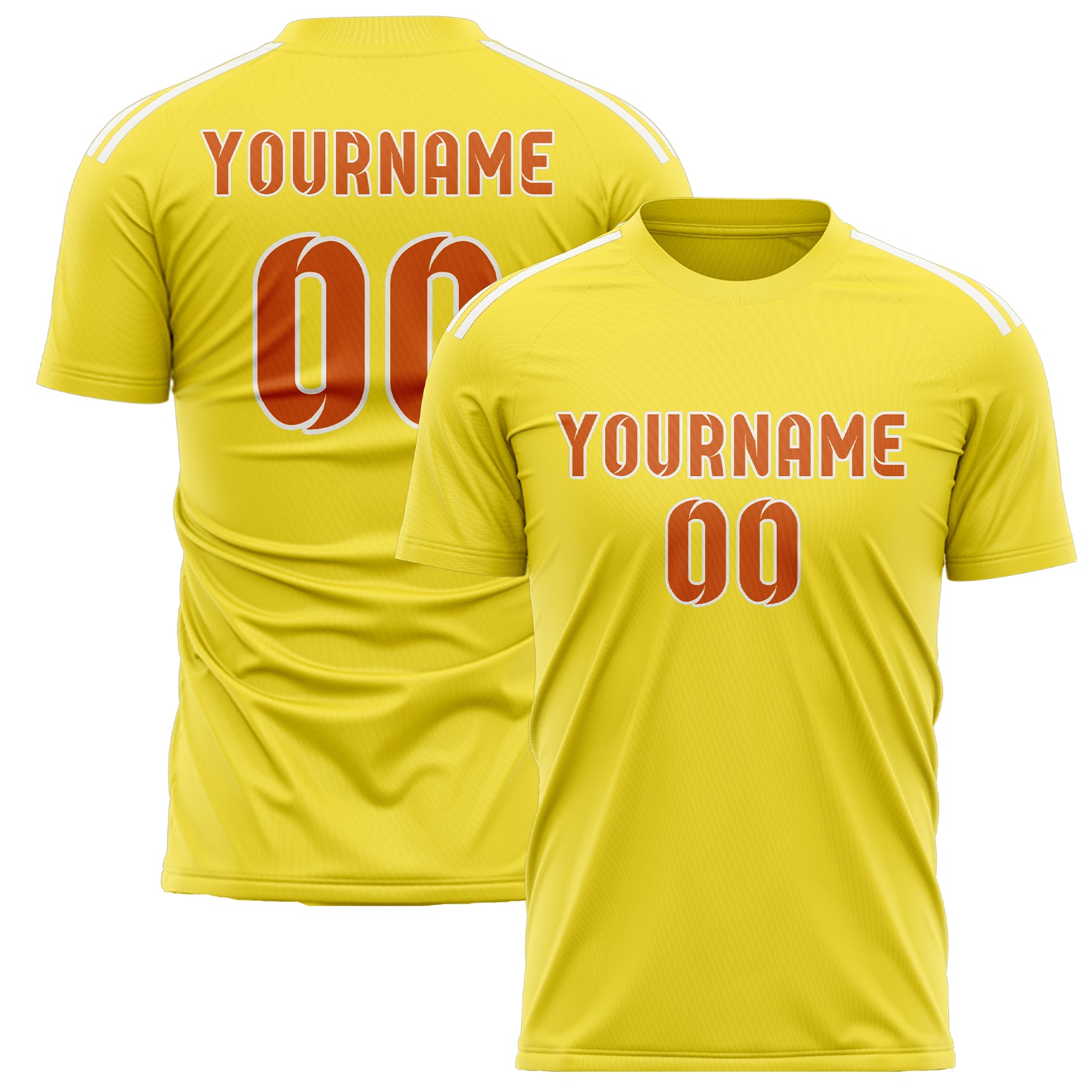 Maillot de football personnalisé jaune clair orange