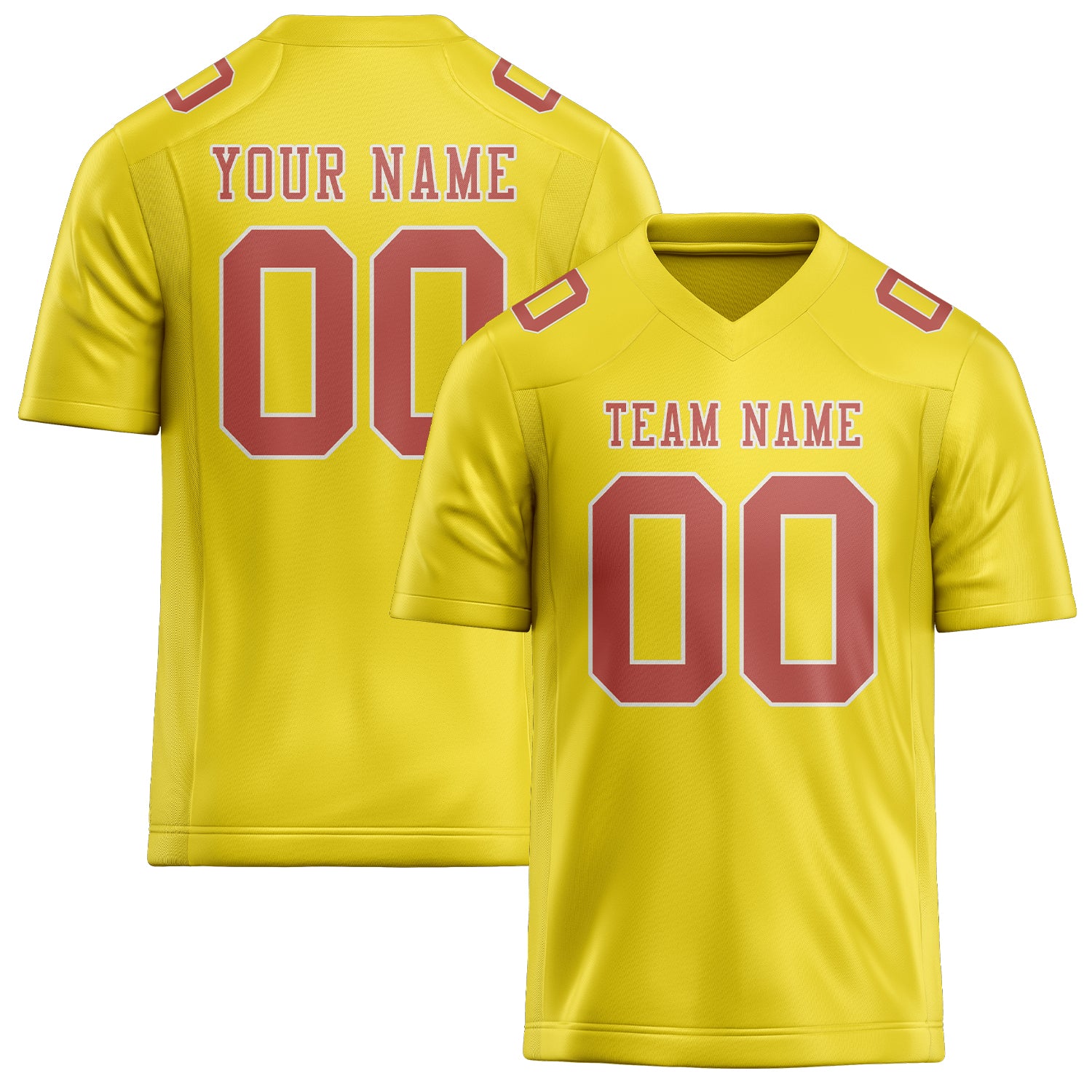 Maillot de football personnalisé jaune clair et rose cuivrée