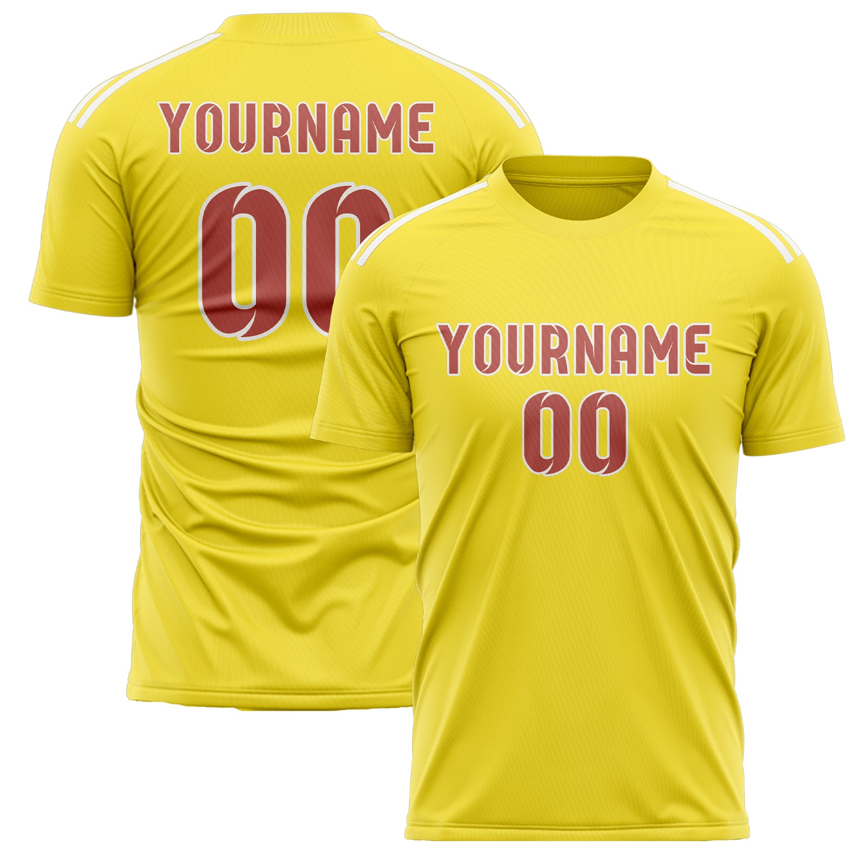 Maillot de football personnalisé jaune clair et rose cuivrée