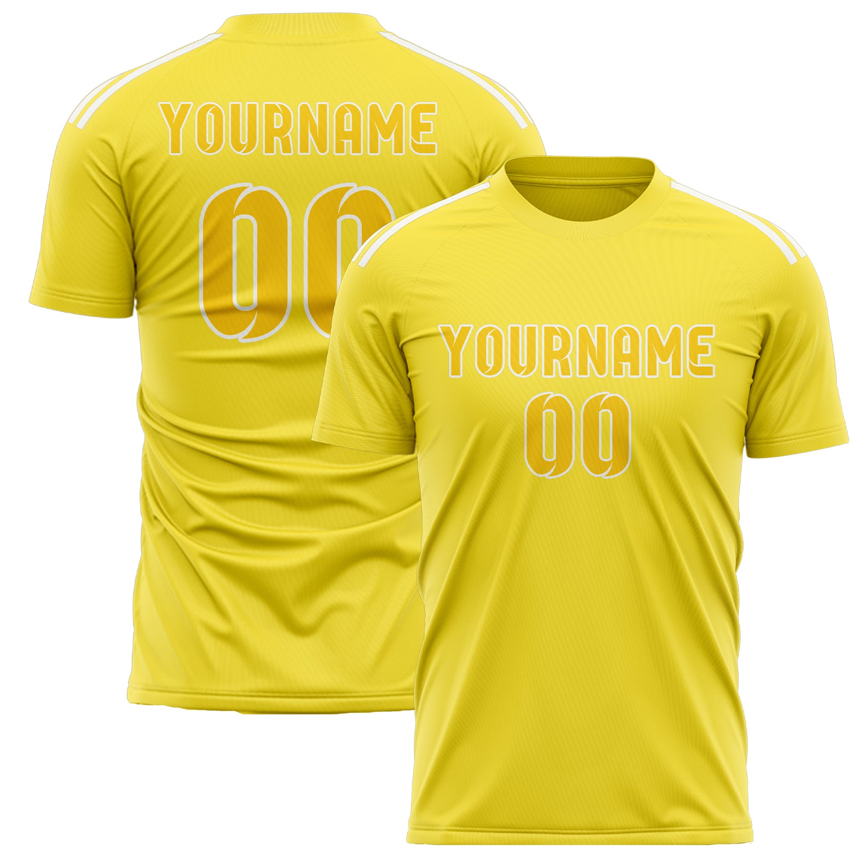 Maillot de football personnalisé jaune clair et or