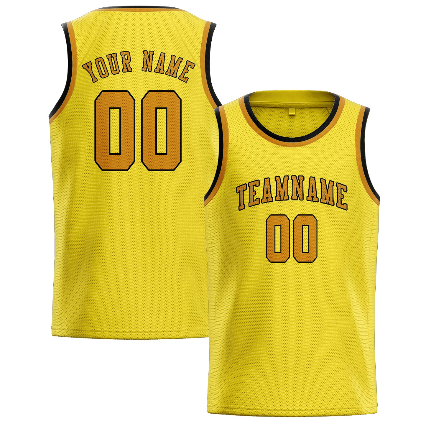 Maillot de basketball jaune clair personnalisé