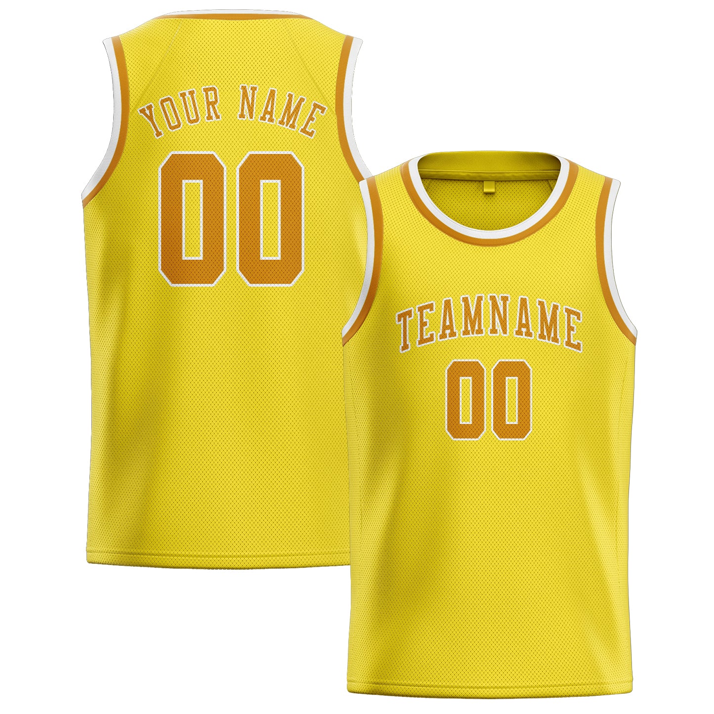 Maillot de basketball jaune clair personnalisé