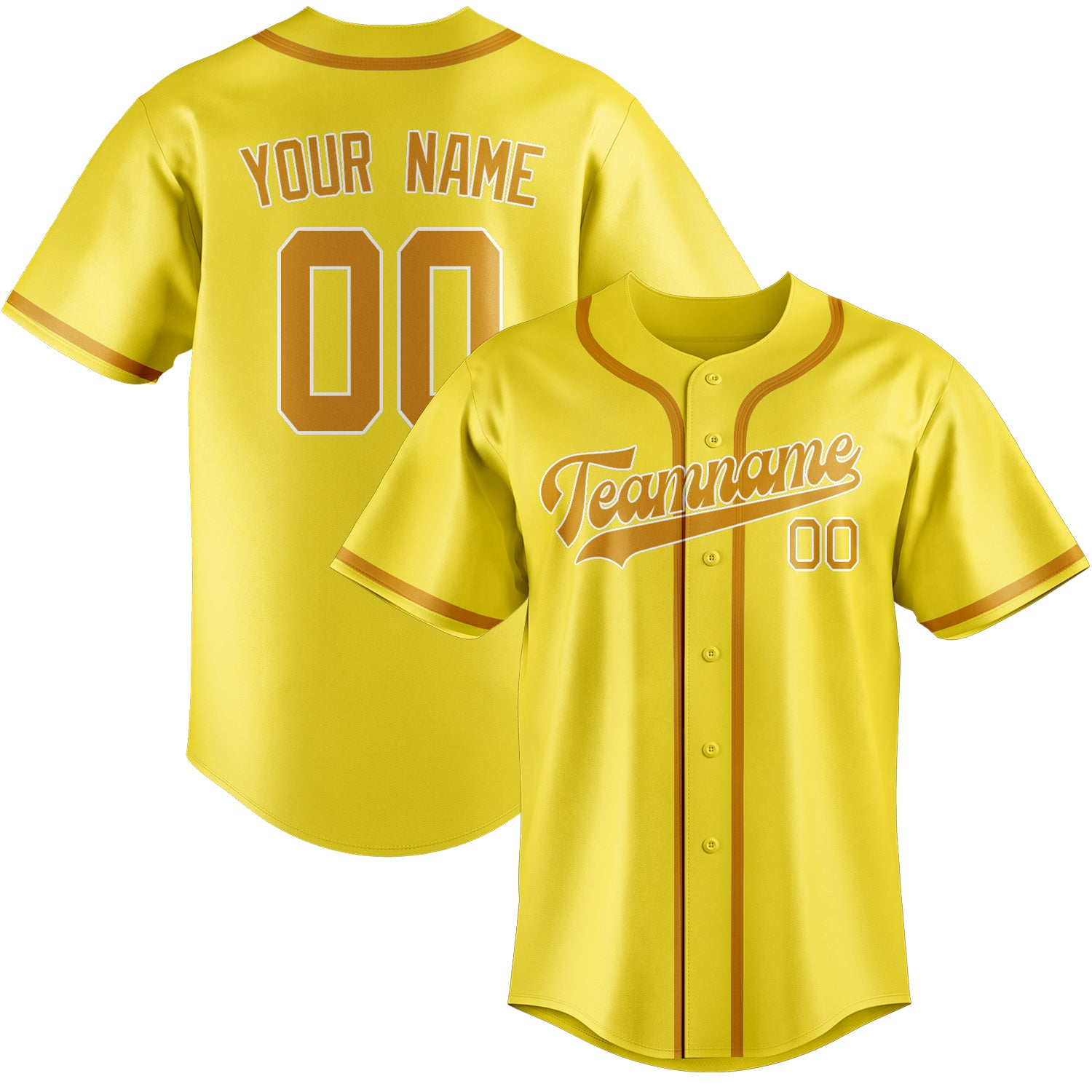 Maillot de baseball jaune clair personnalisé