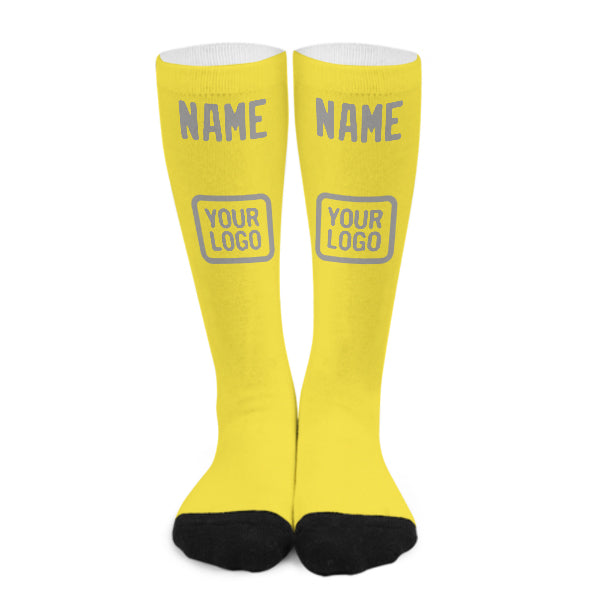 Chaussettes hautes personnalisées jaune clair et gris