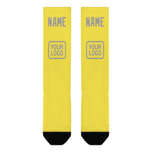 Chaussettes hautes personnalisées jaune clair et gris