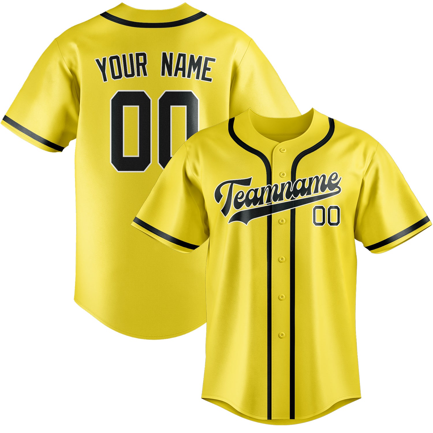Maillot de baseball personnalisé jaune clair et gris foncé