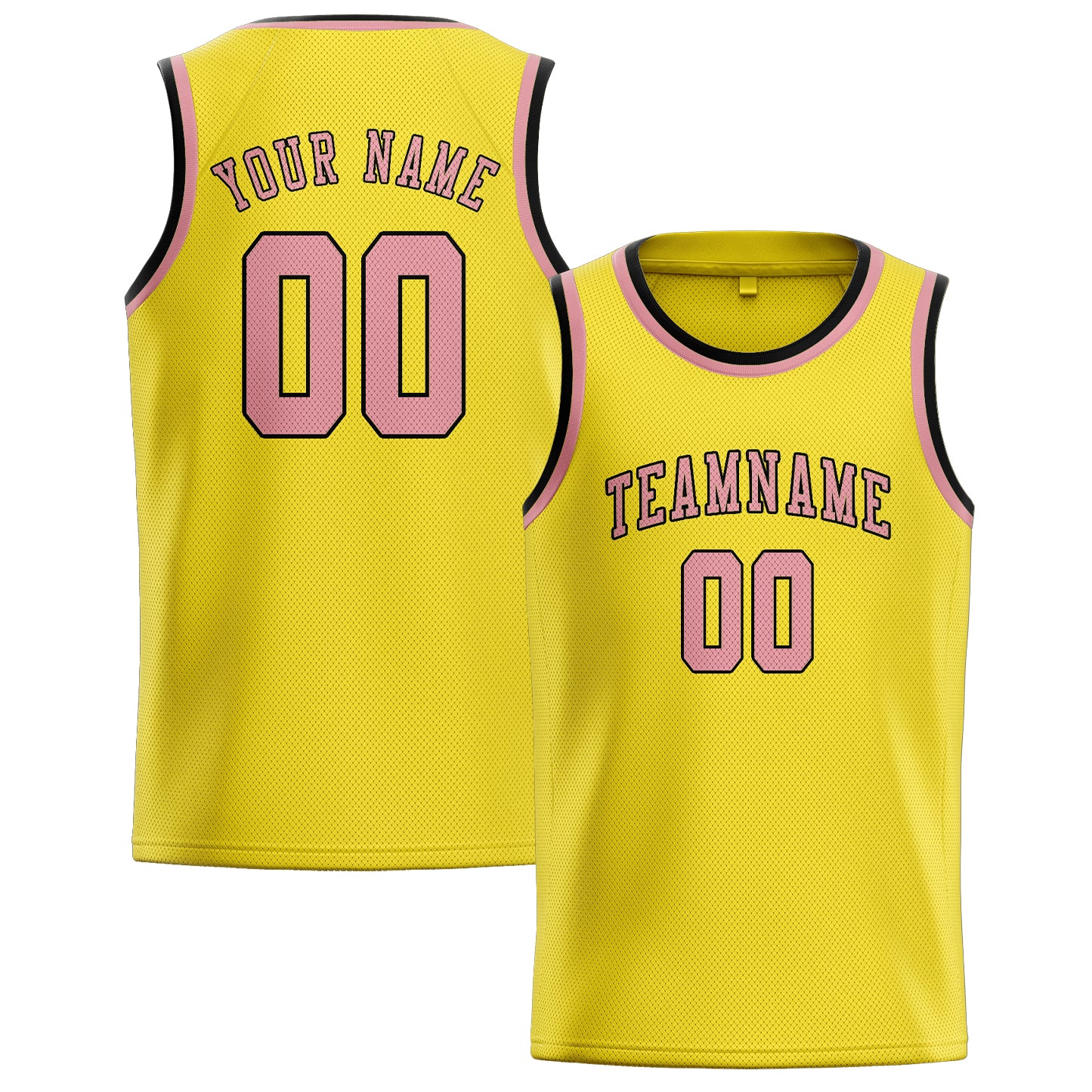 Maillot de basketball personnalisé jaune clair et rose clair
