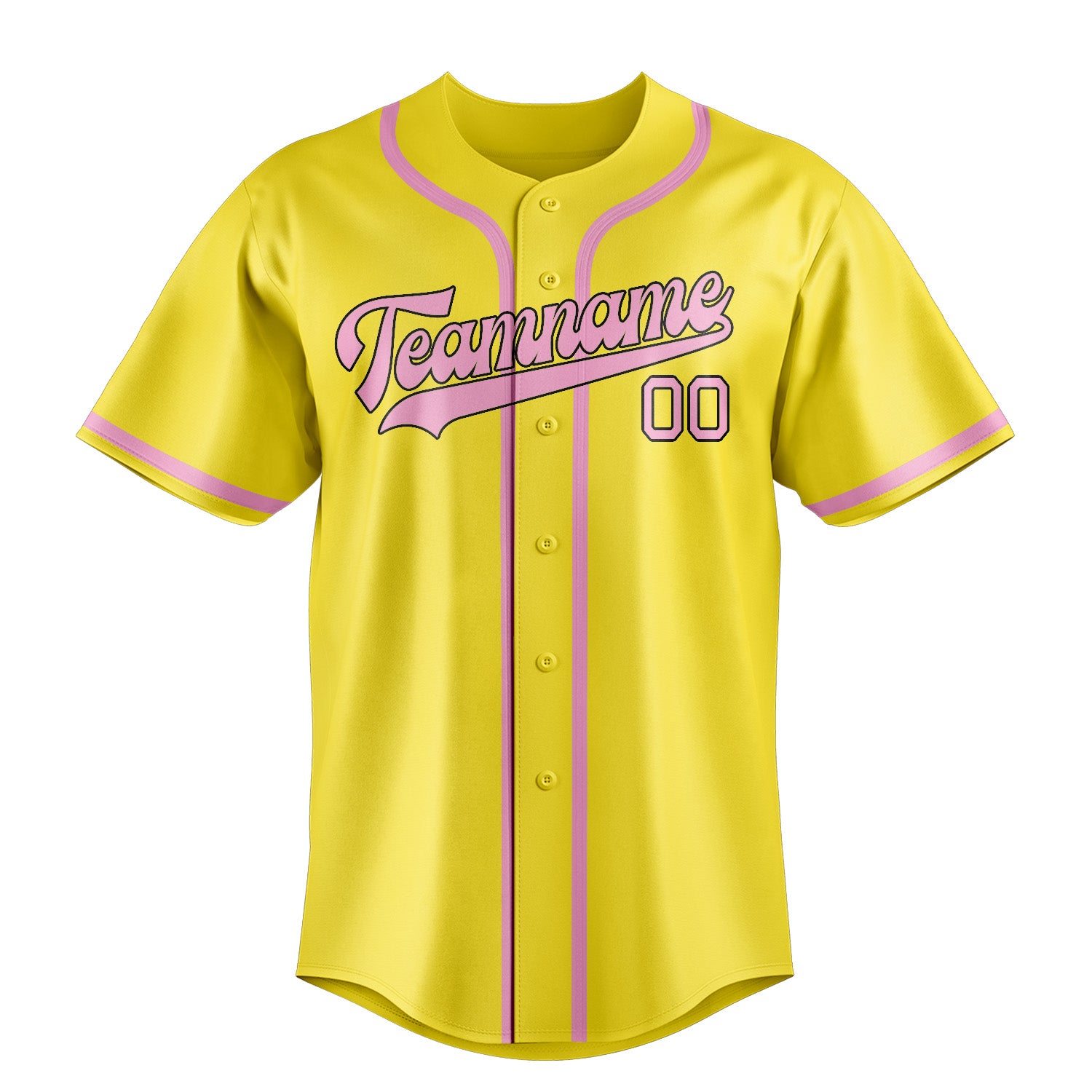 Maillot de baseball personnalisé jaune clair et rose clair