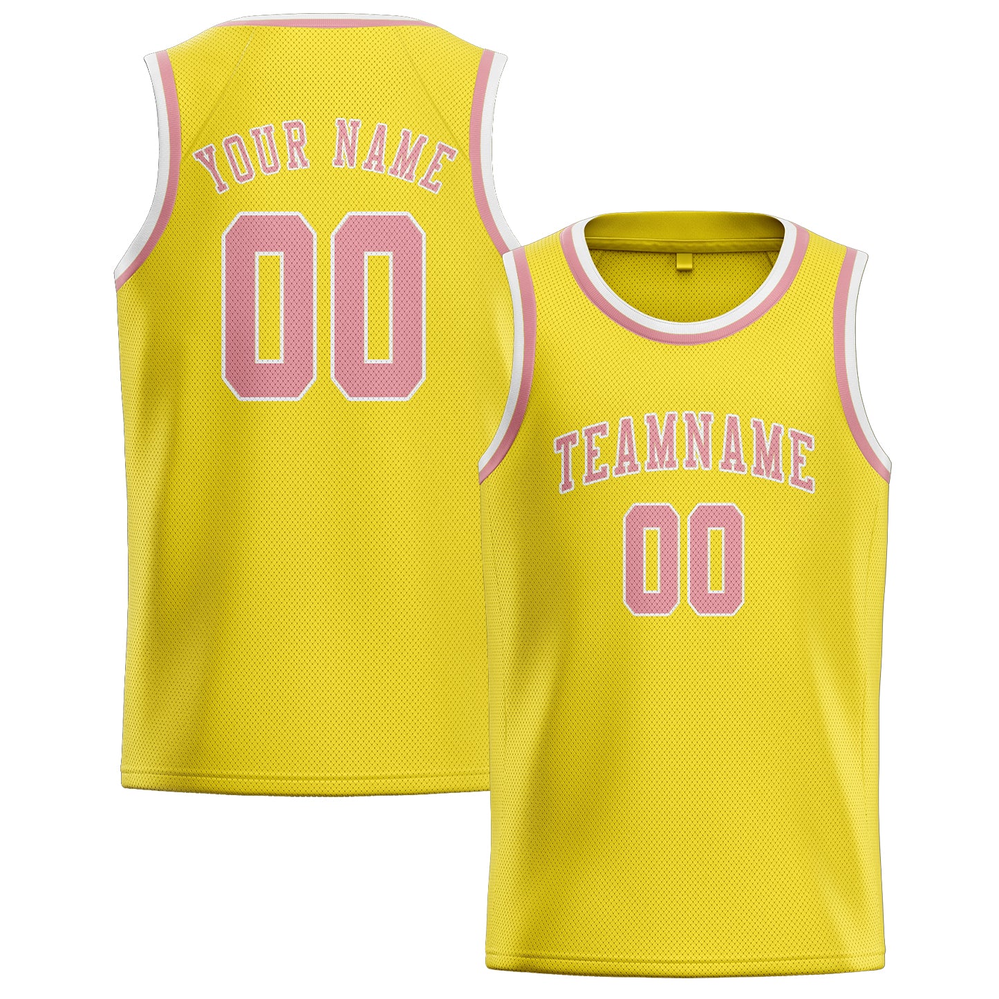 Maillot de basketball personnalisé jaune clair et rose clair