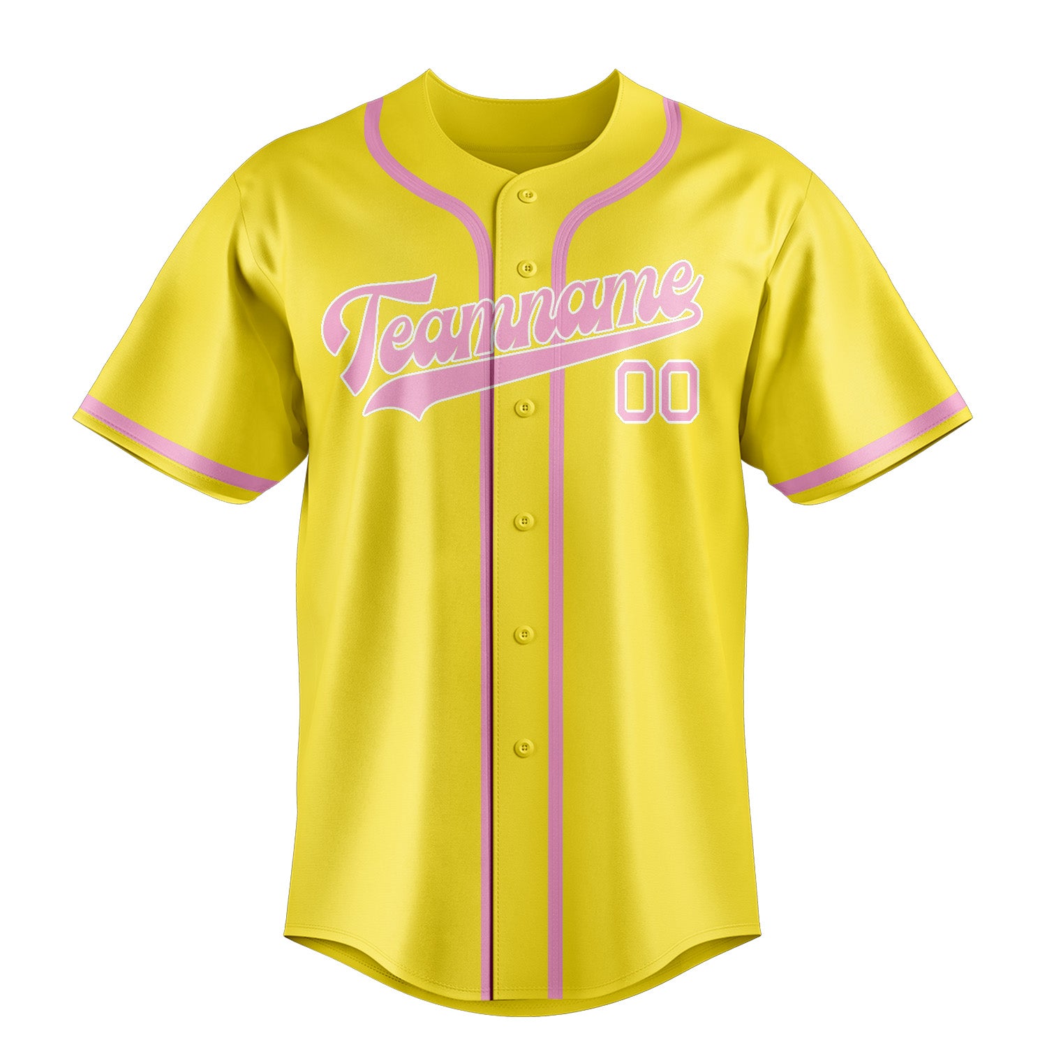 Maillot de baseball personnalisé jaune clair et rose clair