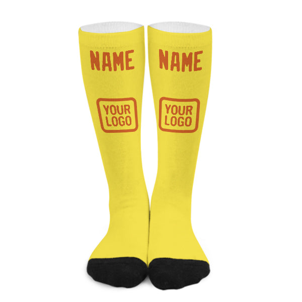 Chaussettes hautes personnalisées jaune clair orange