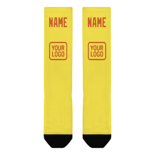 Chaussettes hautes personnalisées jaune clair orange