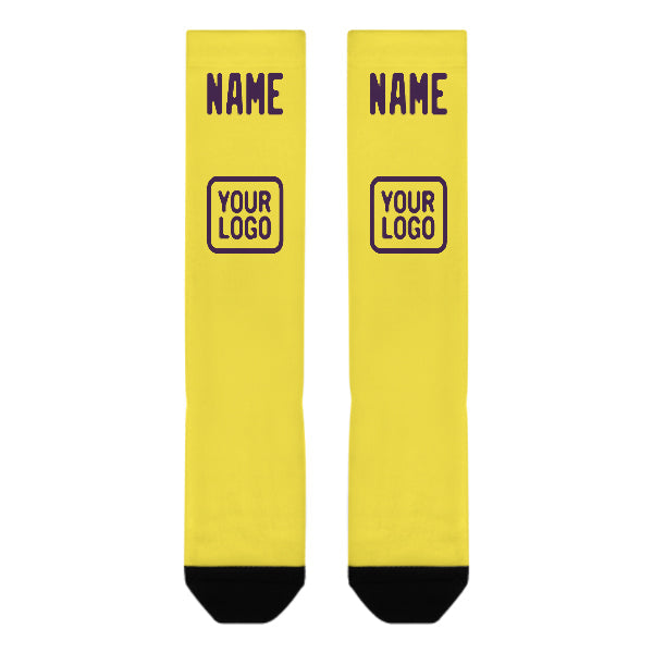 Custom Light Yellow Purple Knee-High Sock