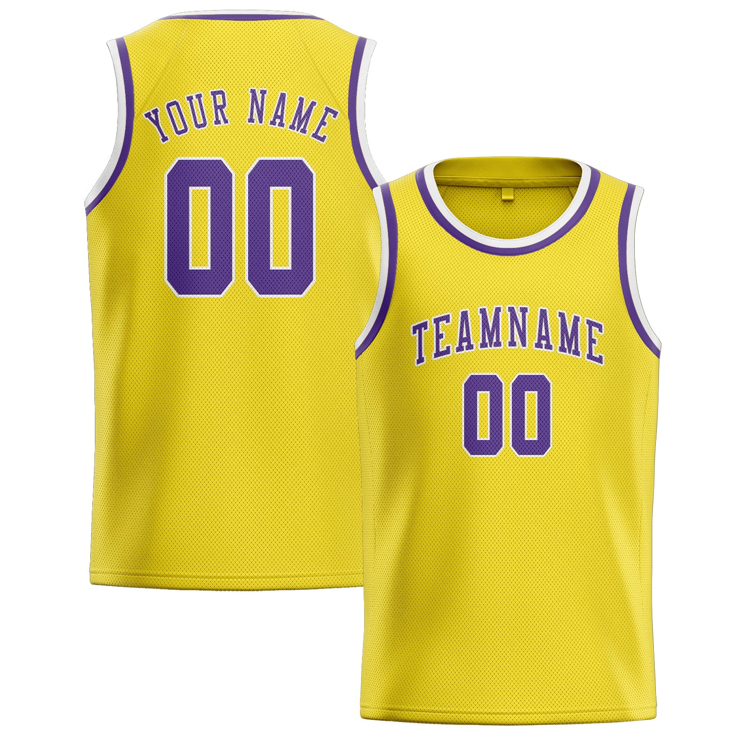 Maillot de basketball personnalisé jaune clair/violet clair