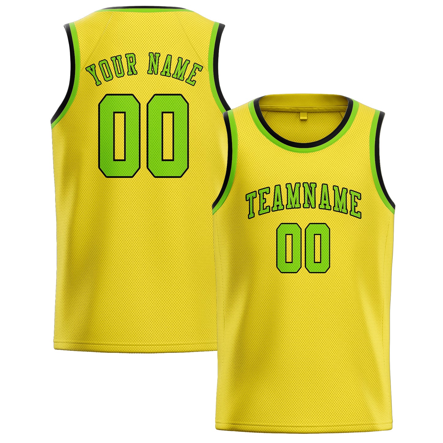 Maillot de basketball personnalisé jaune clair et vert émeraude