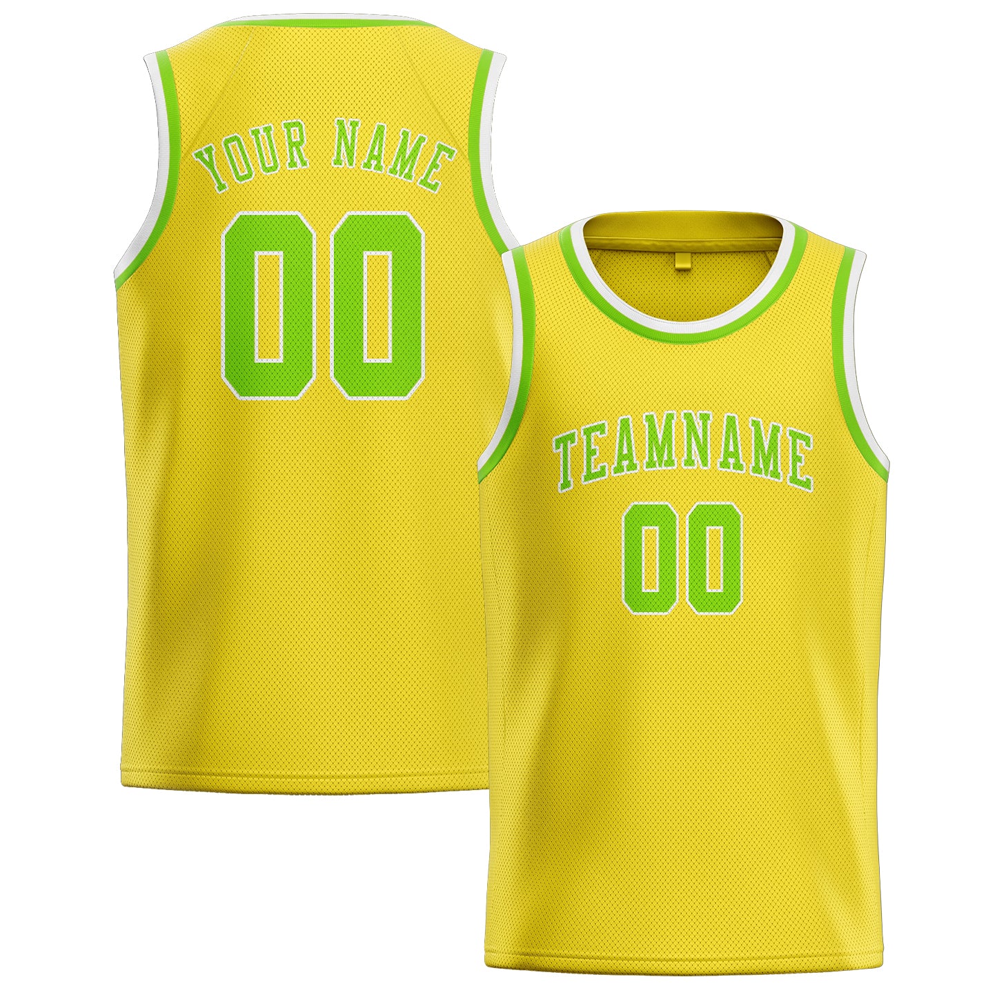 Maillot de basketball personnalisé jaune clair et vert émeraude