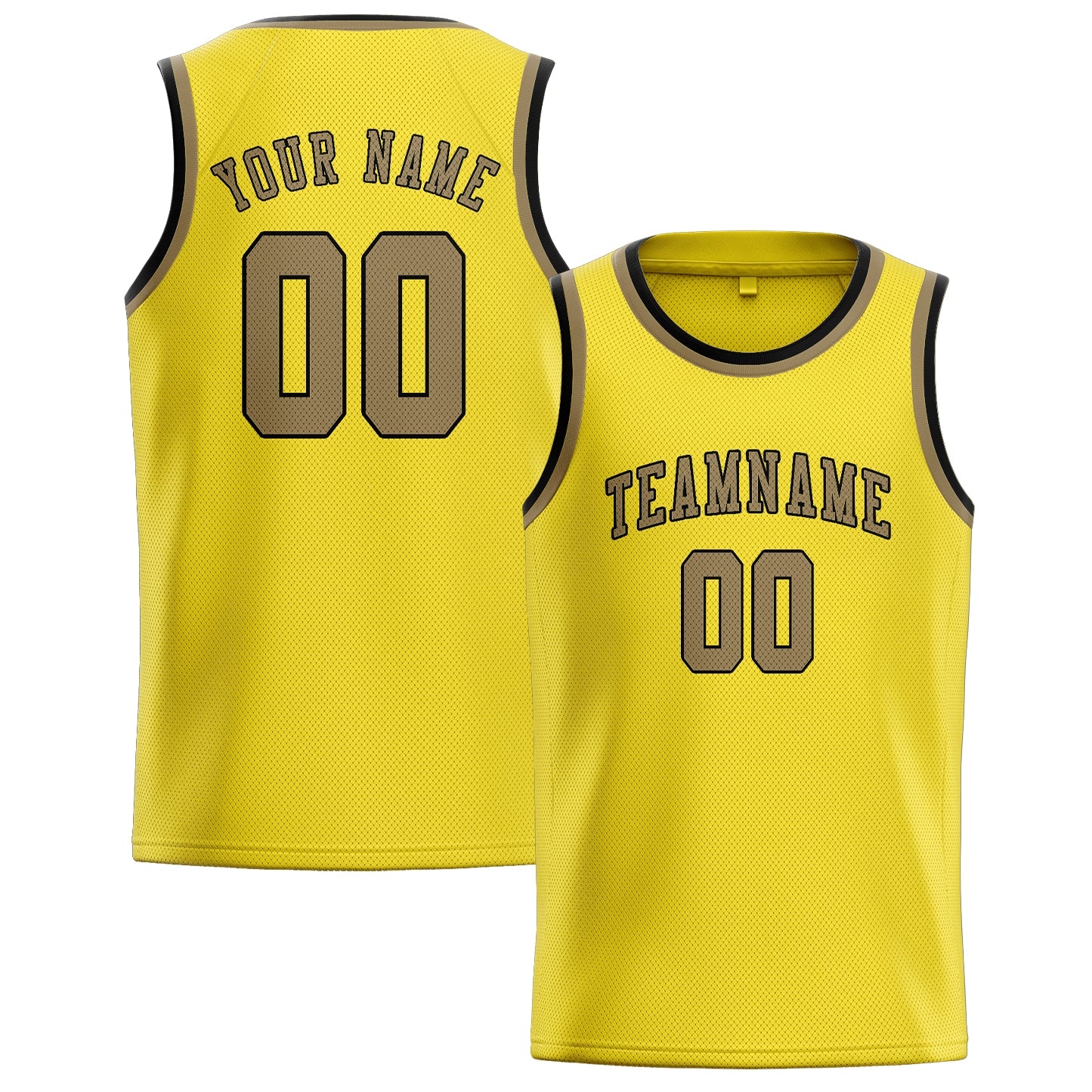 Maillot de basketball personnalisé jaune clair kaki clair