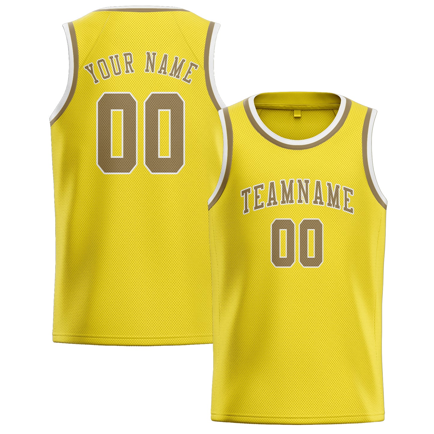 Maillot de basketball personnalisé jaune clair kaki clair