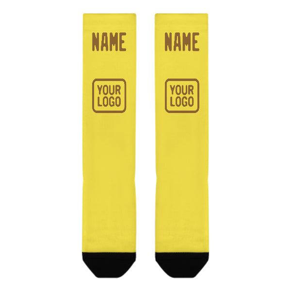 Chaussettes hautes kaki jaune clair personnalisées