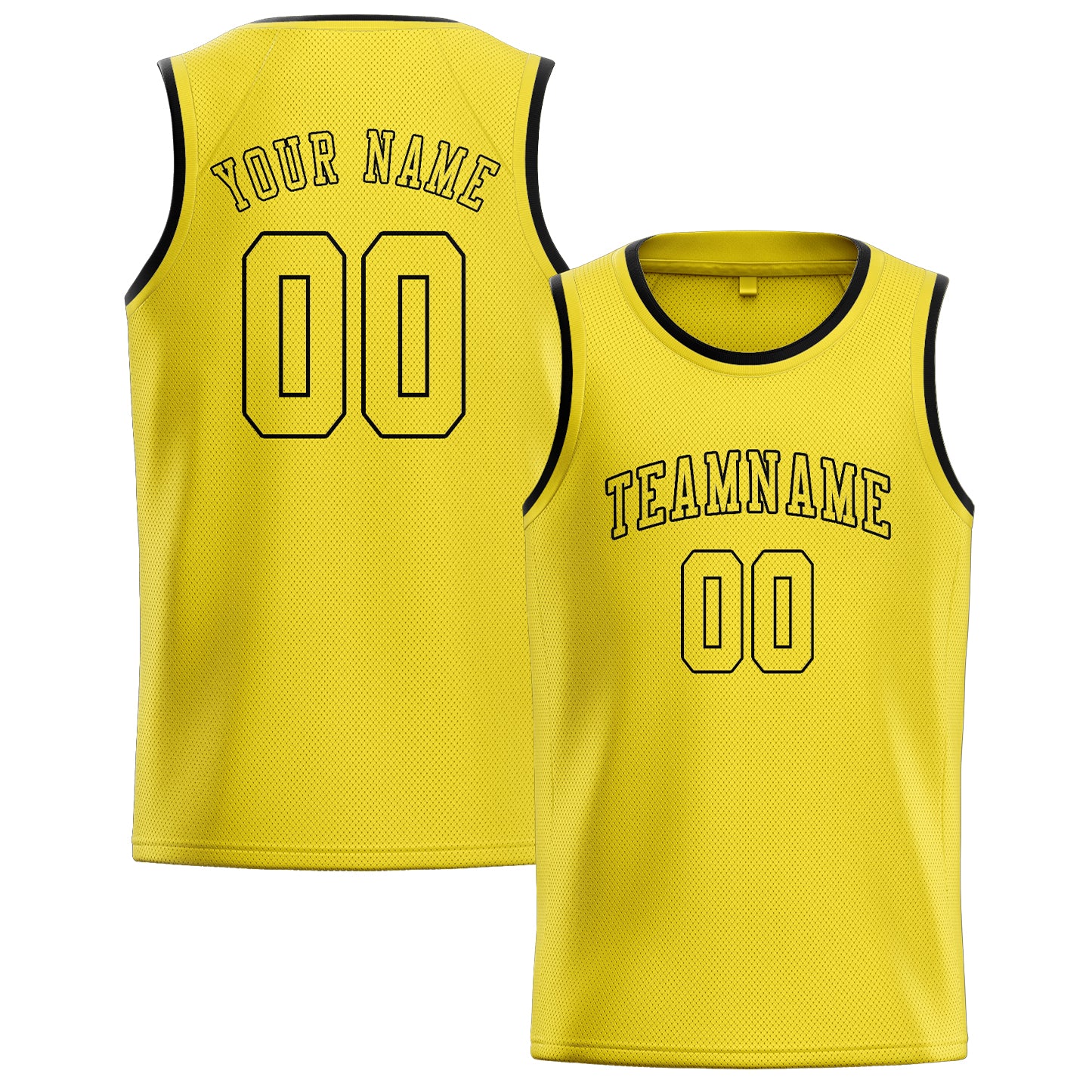 Maillot de basketball jaune clair personnalisé