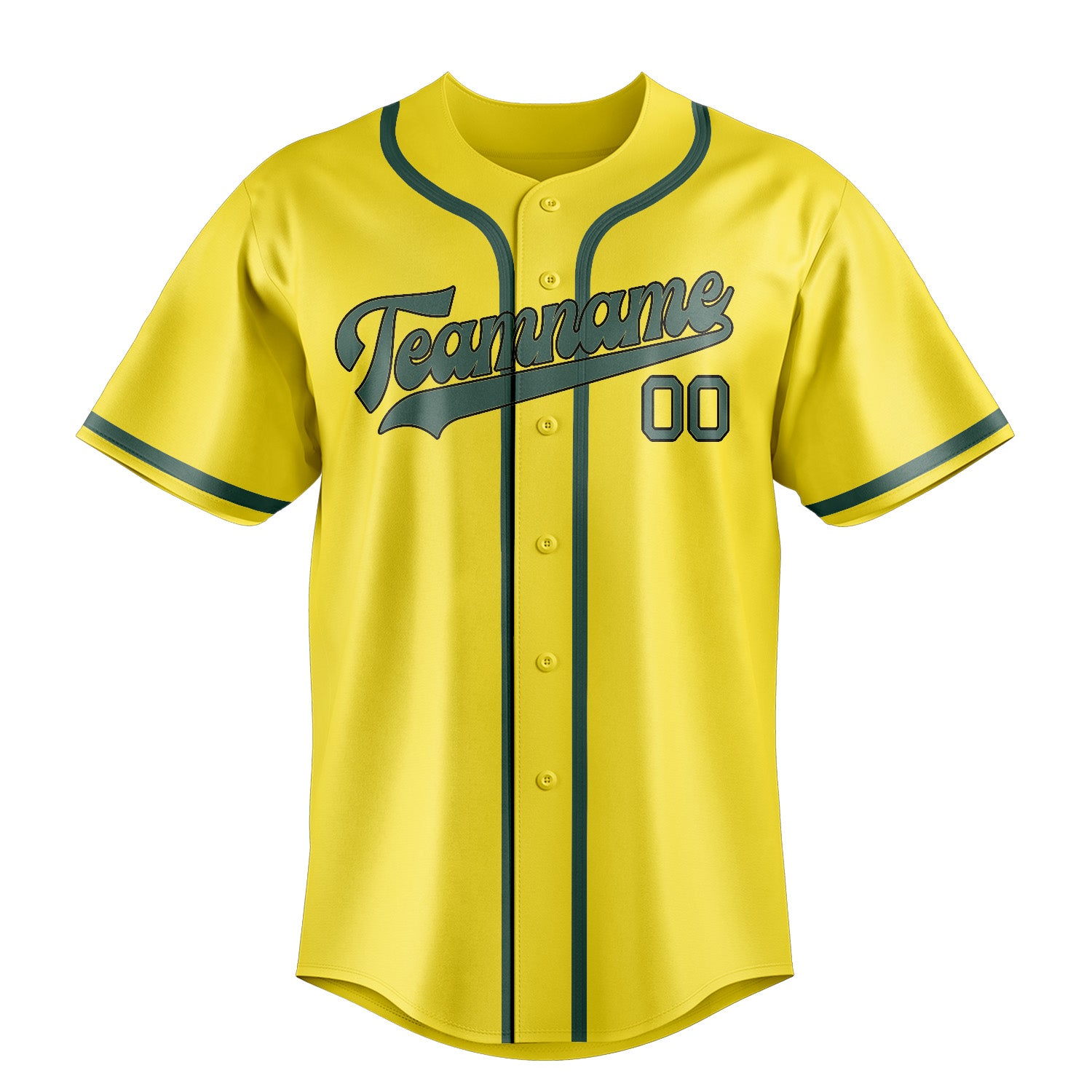 Maillot de baseball personnalisé jaune clair, bleu et vert
