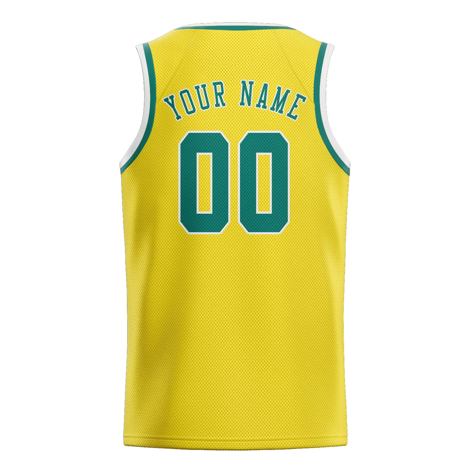Maillot de basketball personnalisé jaune clair, bleu et vert