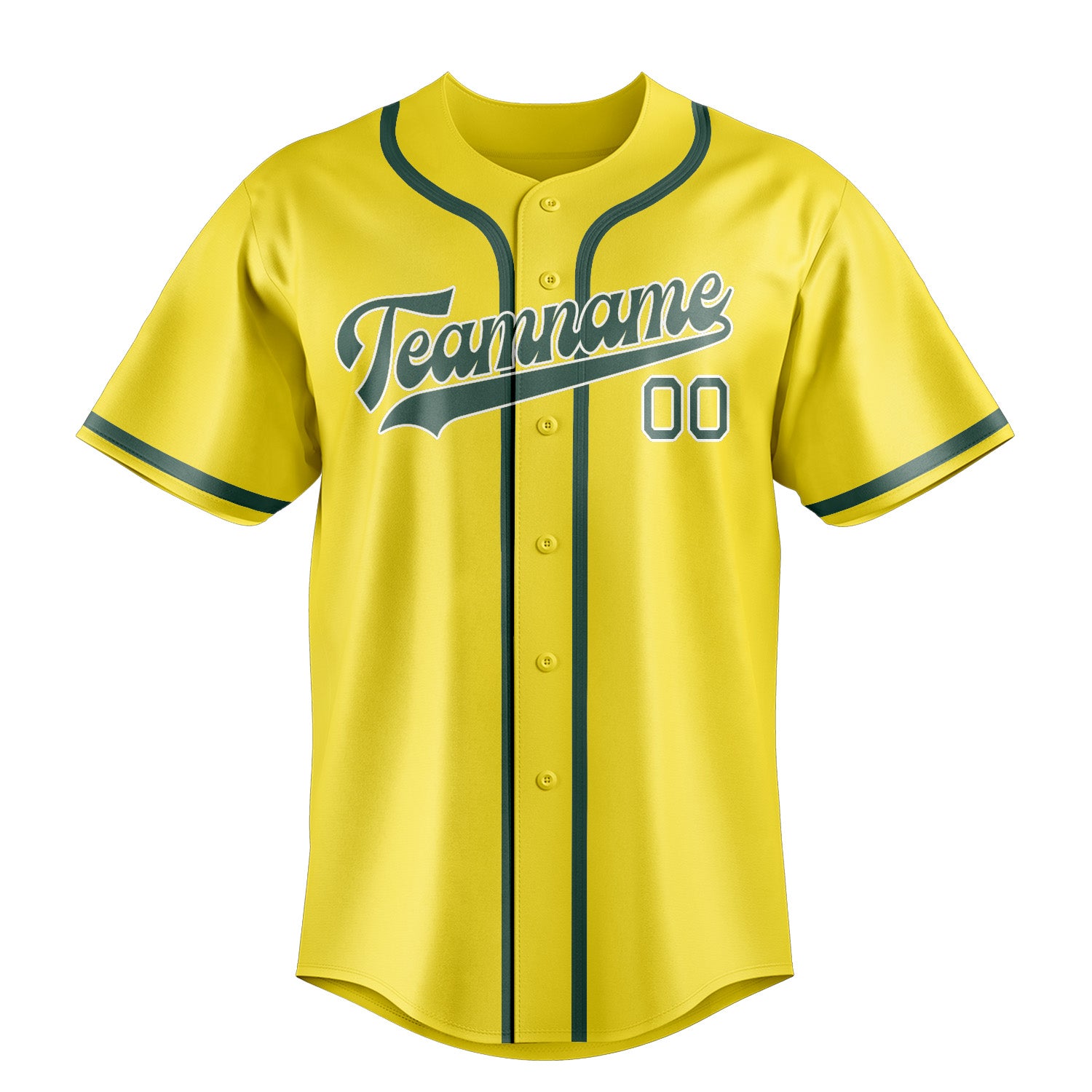 Maillot de baseball personnalisé jaune clair, bleu et vert