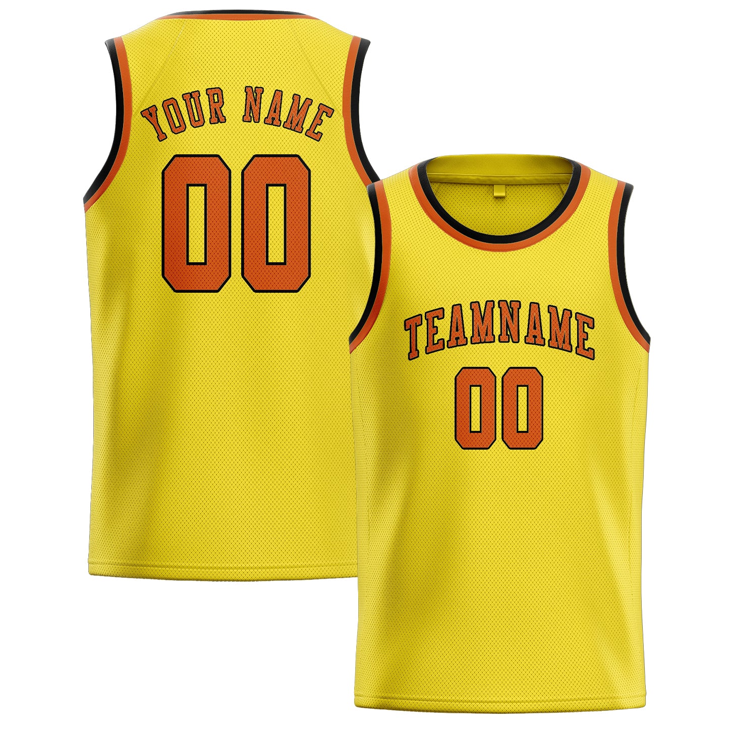 Maillot de basketball personnalisé jaune clair orange