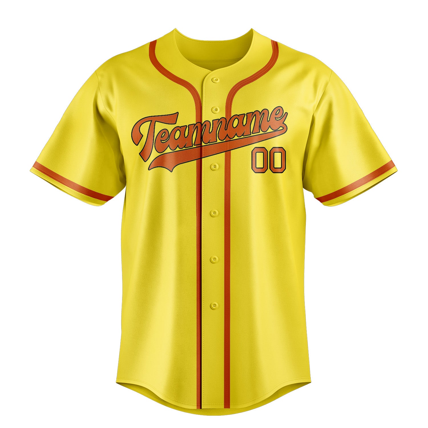Maillot de baseball personnalisé jaune clair orange