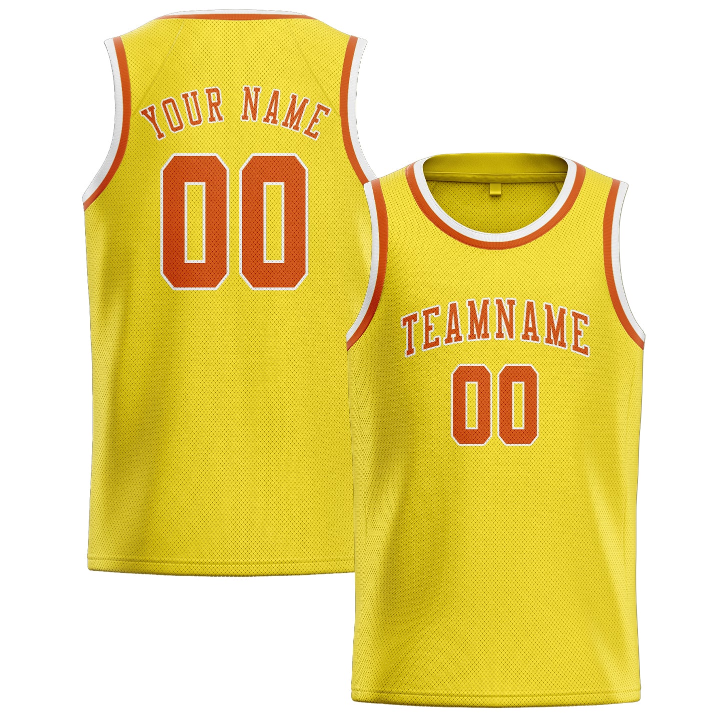 Maillot de basketball personnalisé jaune clair orange