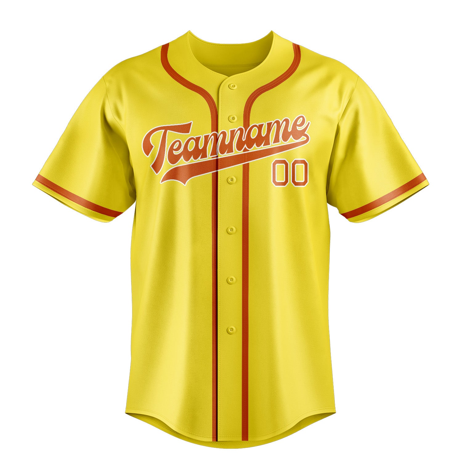 Maillot de baseball personnalisé jaune clair orange