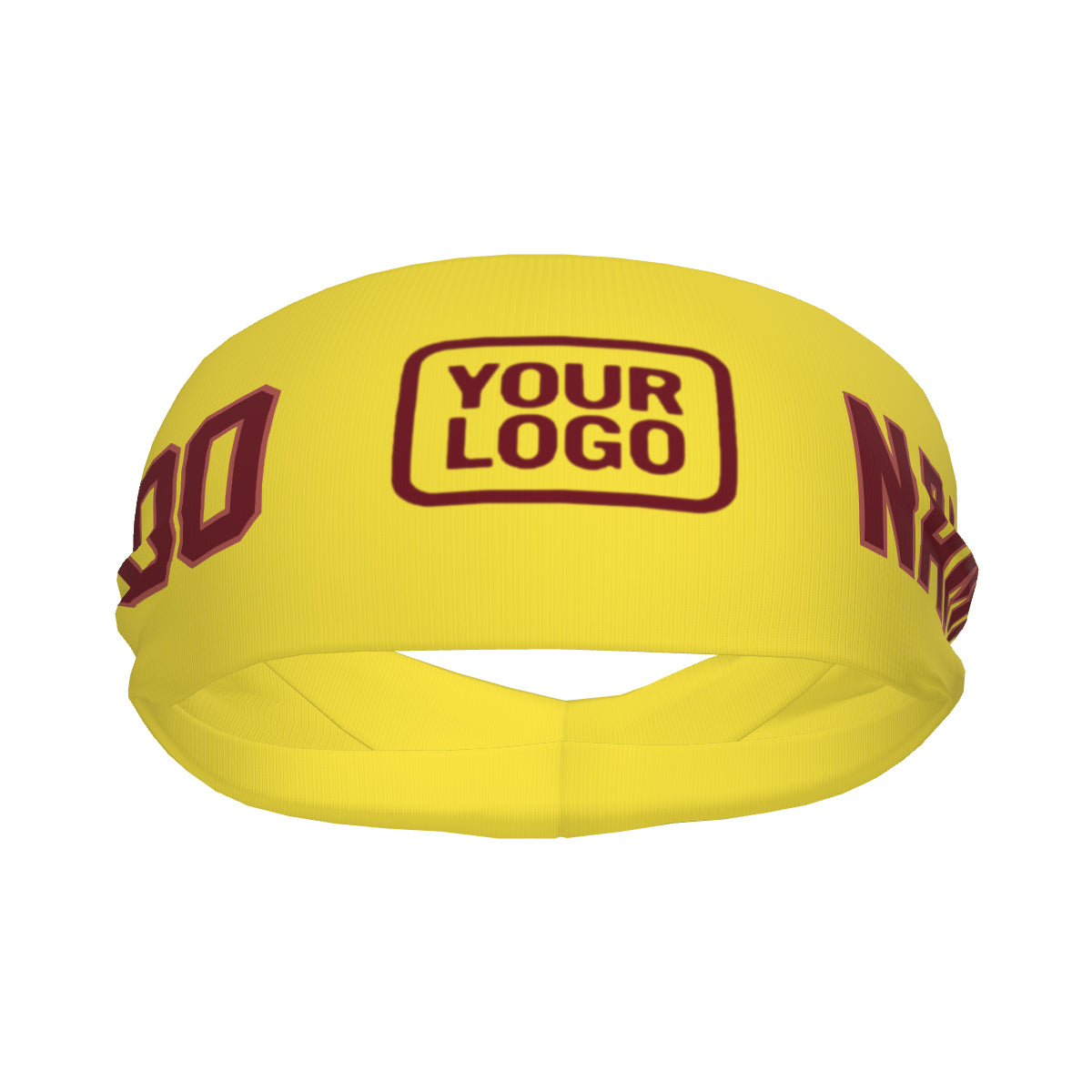 Bandeau de sport personnalisé jaune clair et rouge cramoisi