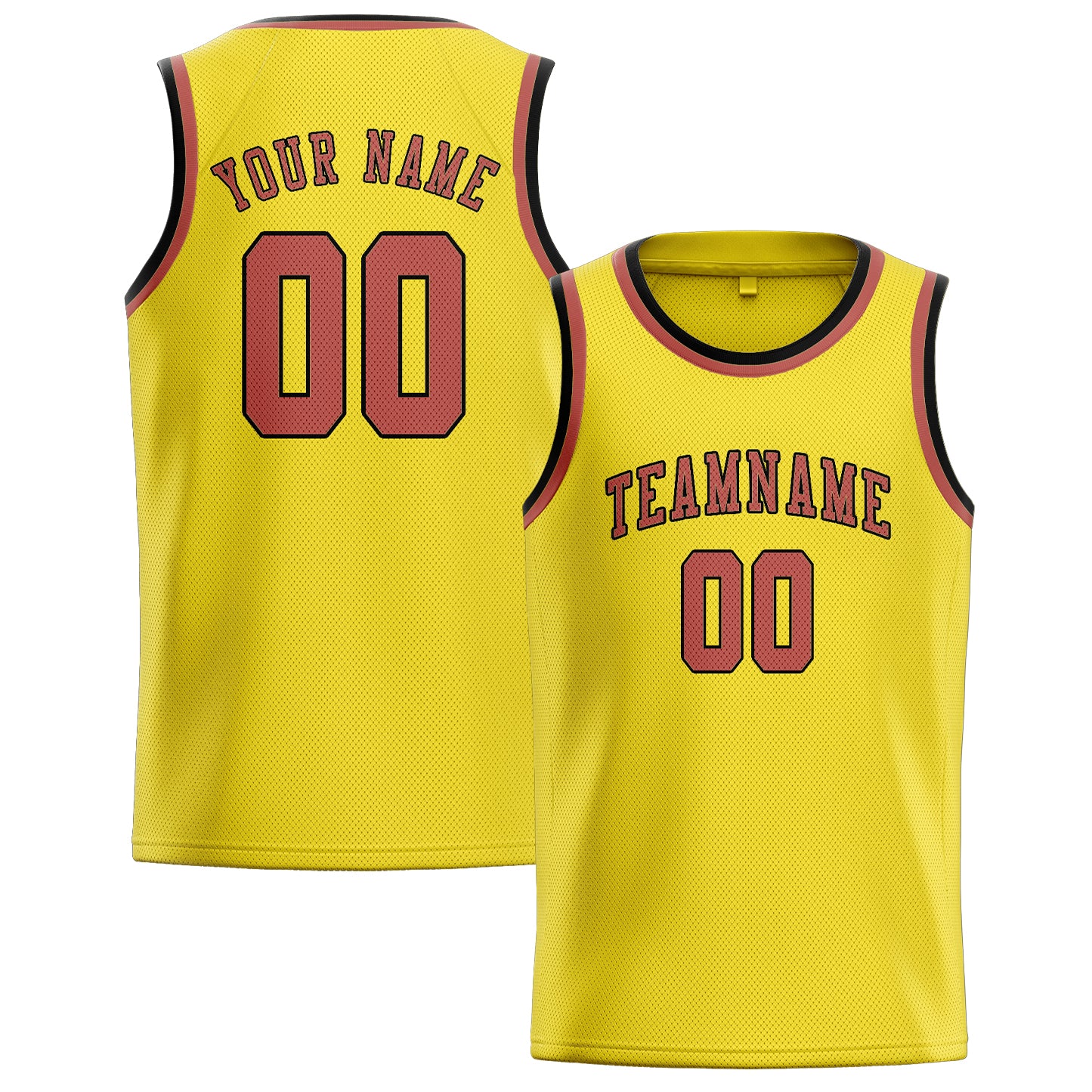 Maillot de basketball personnalisé jaune clair et rose cuivrée