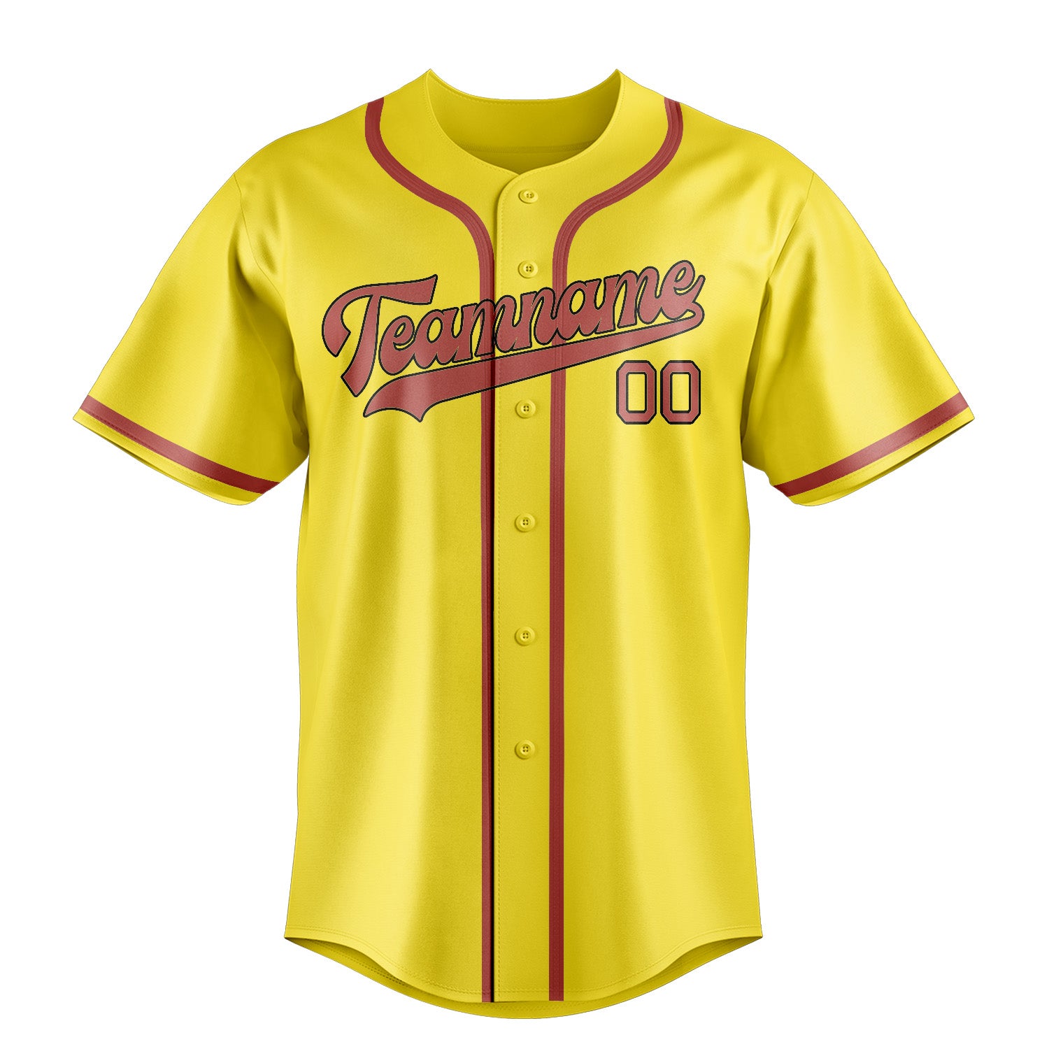 Maillot de baseball personnalisé jaune clair et rose cuivrée