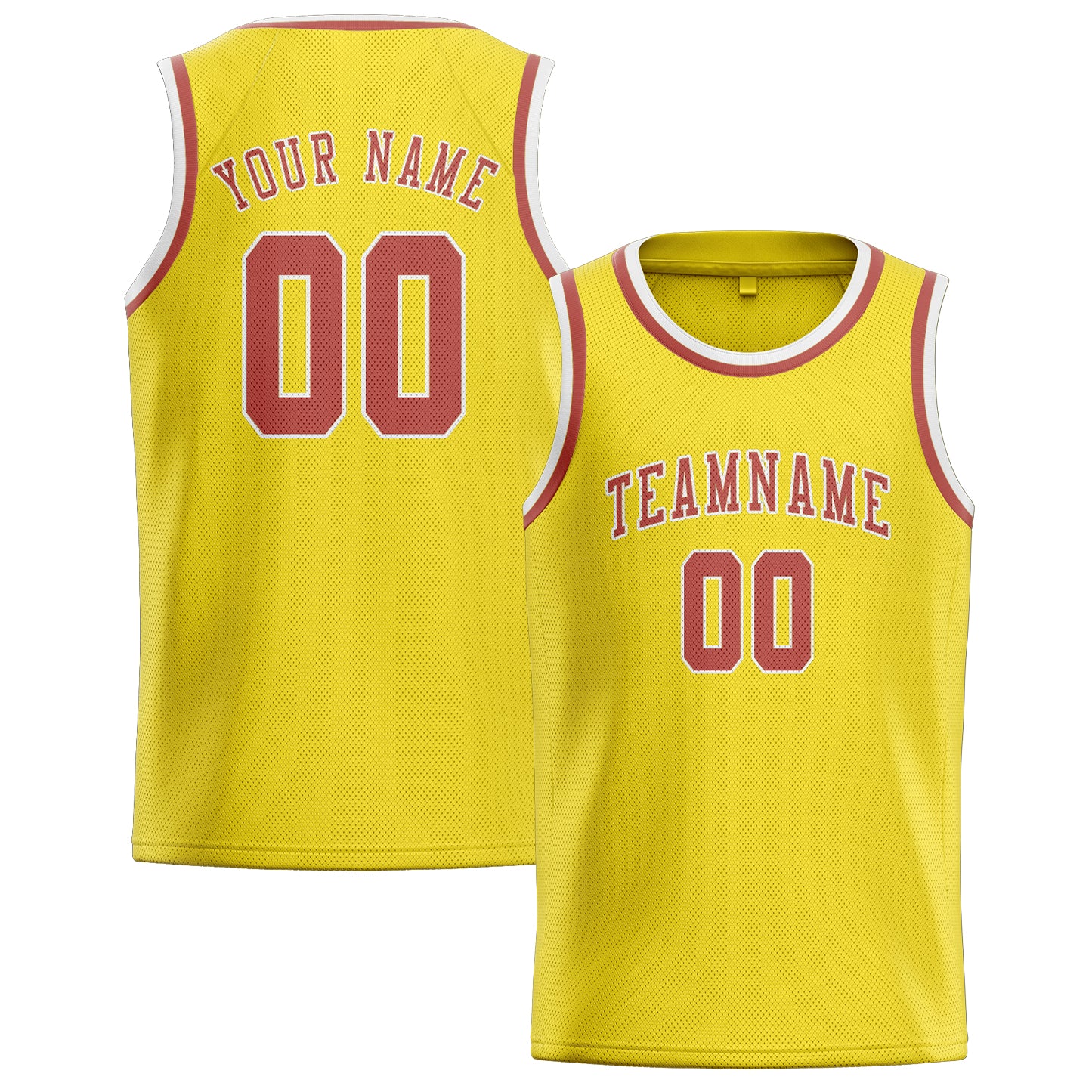 Maillot de basketball personnalisé jaune clair et rose cuivrée