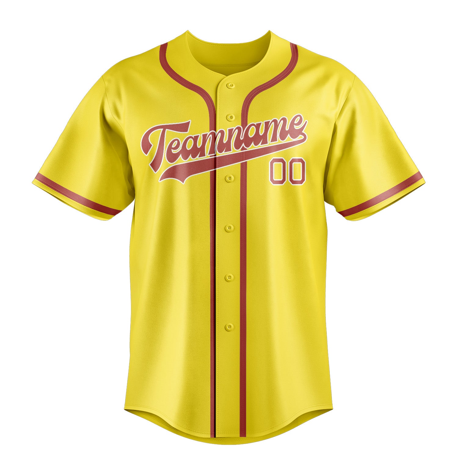 Maillot de baseball personnalisé jaune clair et rose cuivrée