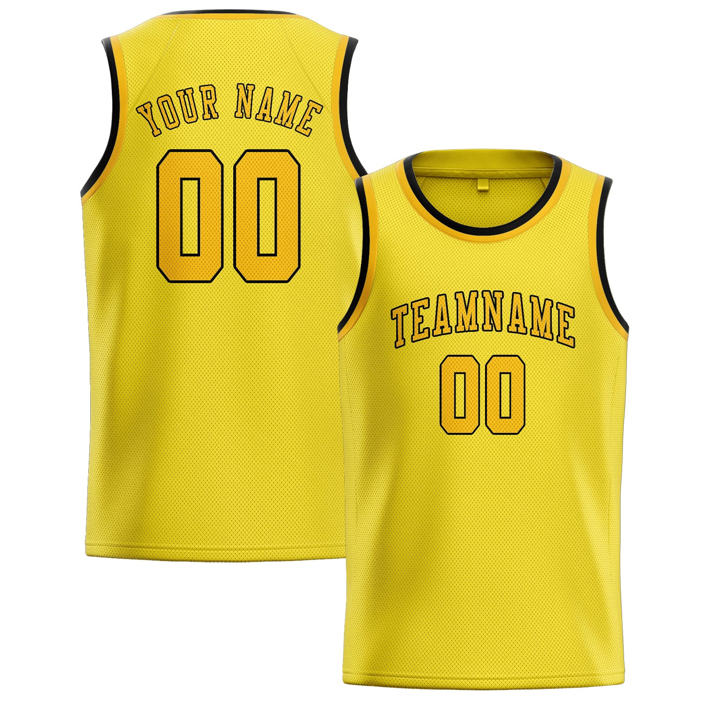 Maillot de basketball personnalisé jaune clair et or