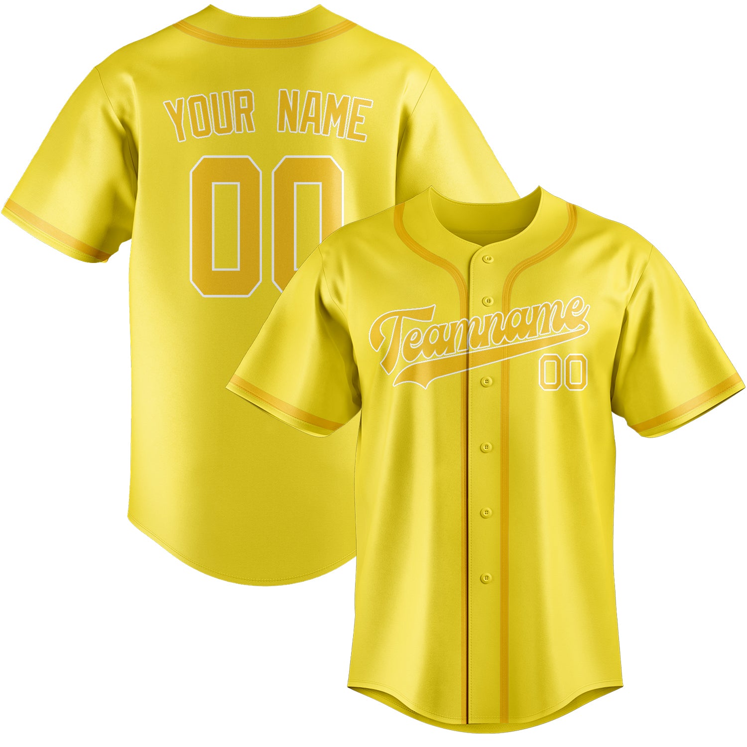 Maillot de baseball personnalisé jaune clair et or