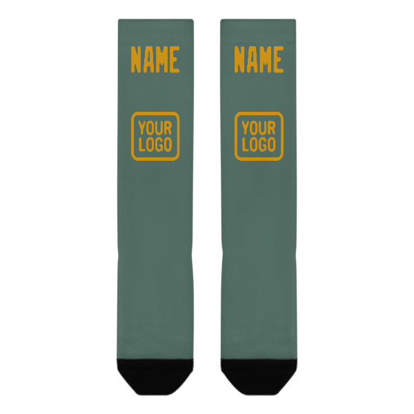 Chaussettes hautes personnalisées bleues, vertes et jaunes