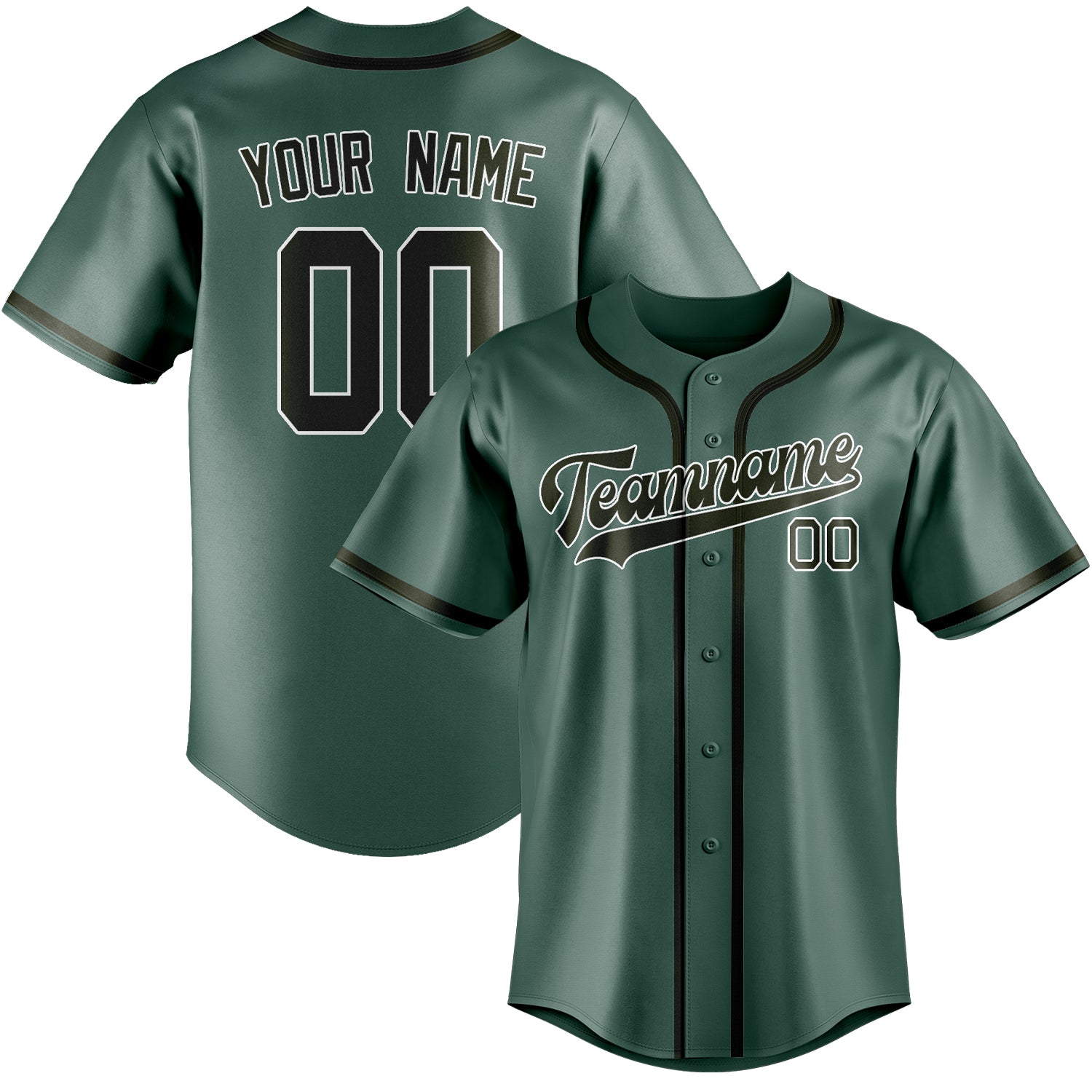 Maillot de baseball personnalisé bleu-vert olive