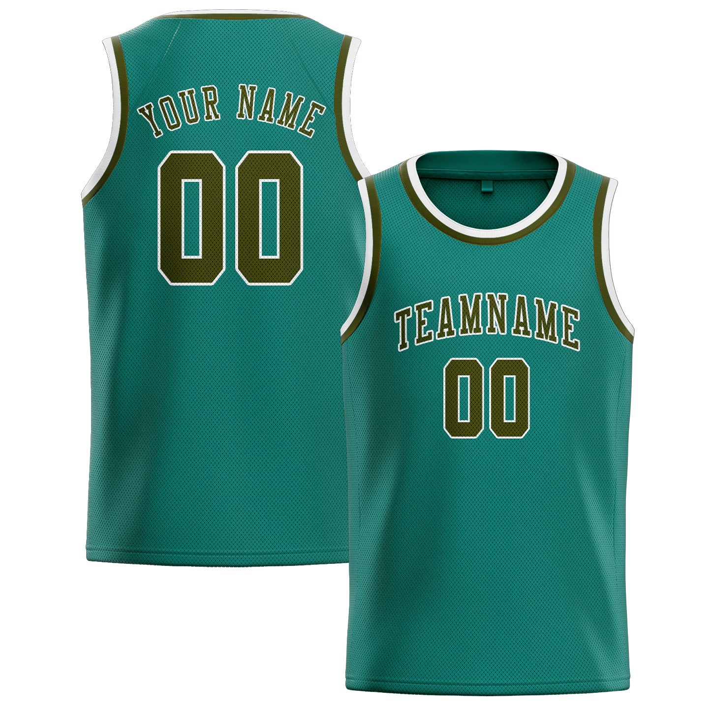 Maillot de basketball personnalisé bleu-vert olive