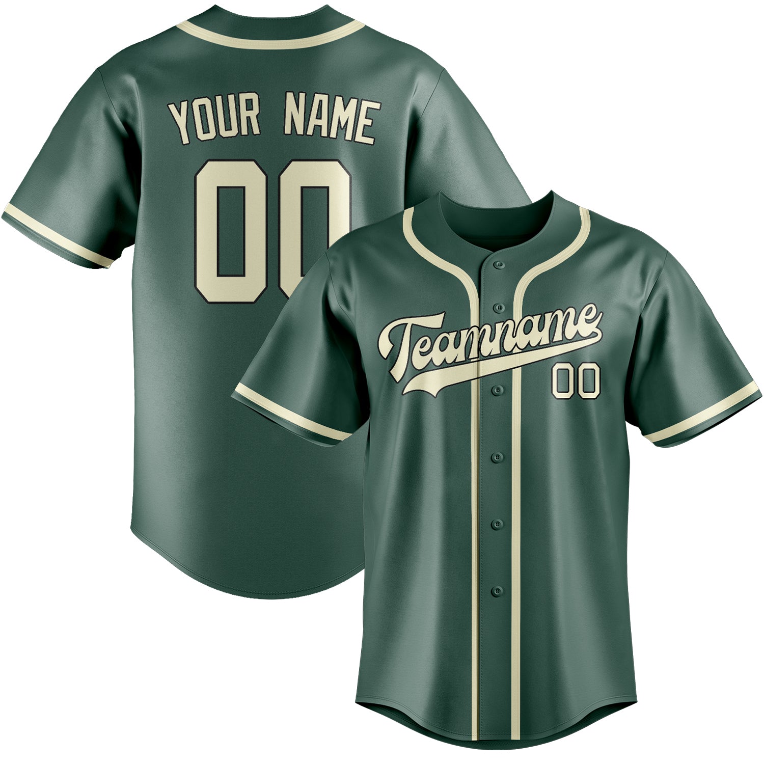 Maillot de baseball personnalisé bleu-vert crème