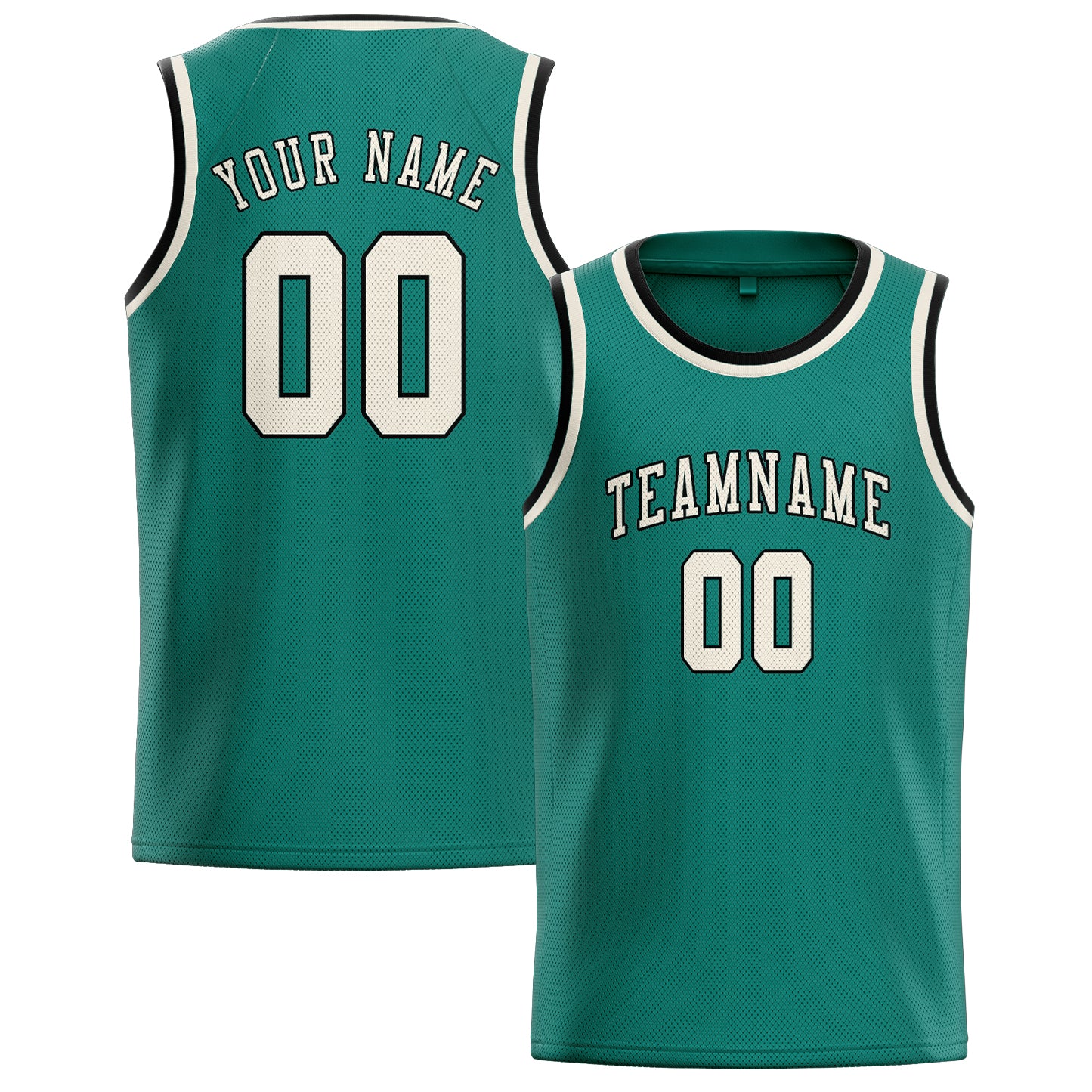 Maillot de basketball personnalisé bleu-vert crème