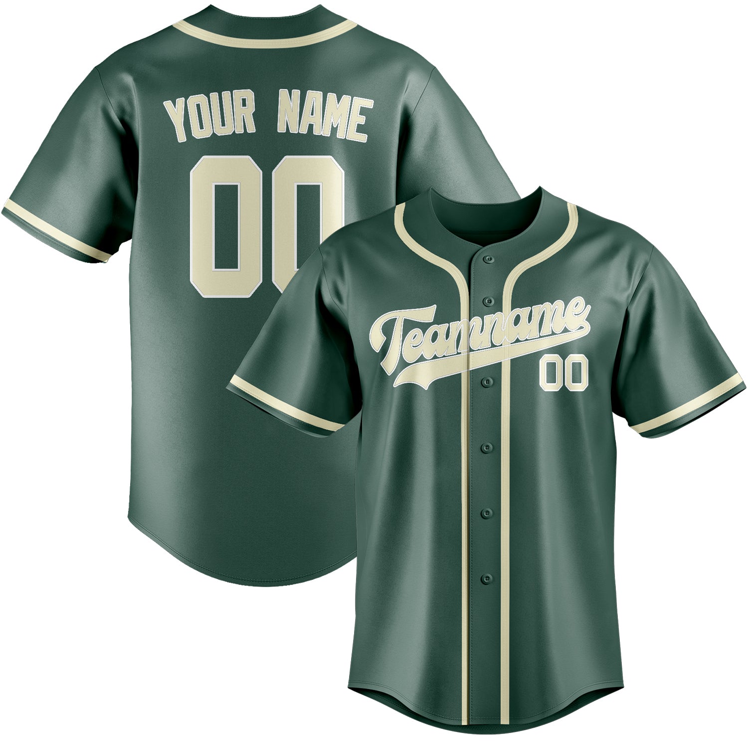 Maillot de baseball personnalisé bleu-vert crème