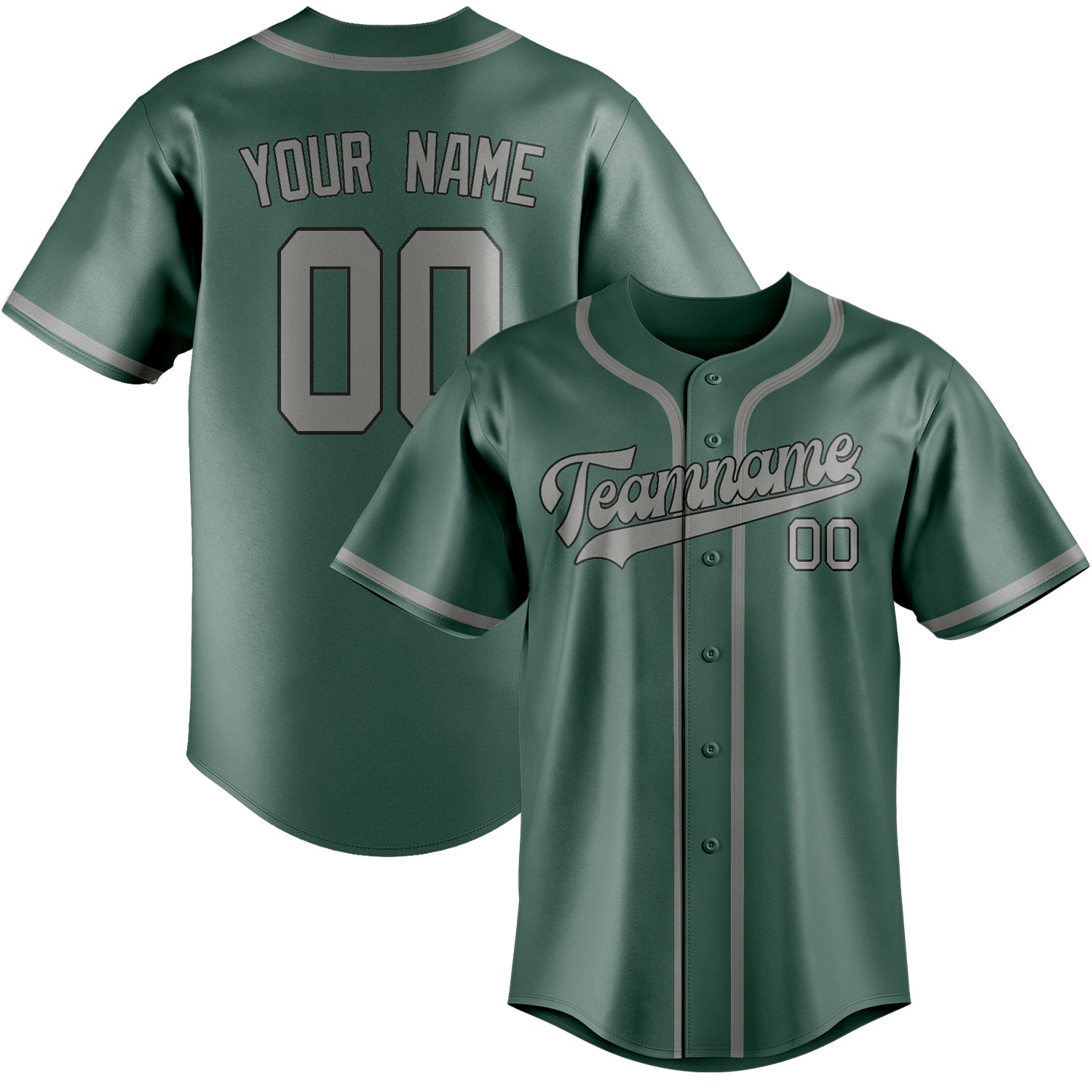Maillot de baseball personnalisé bleu, vert et gris