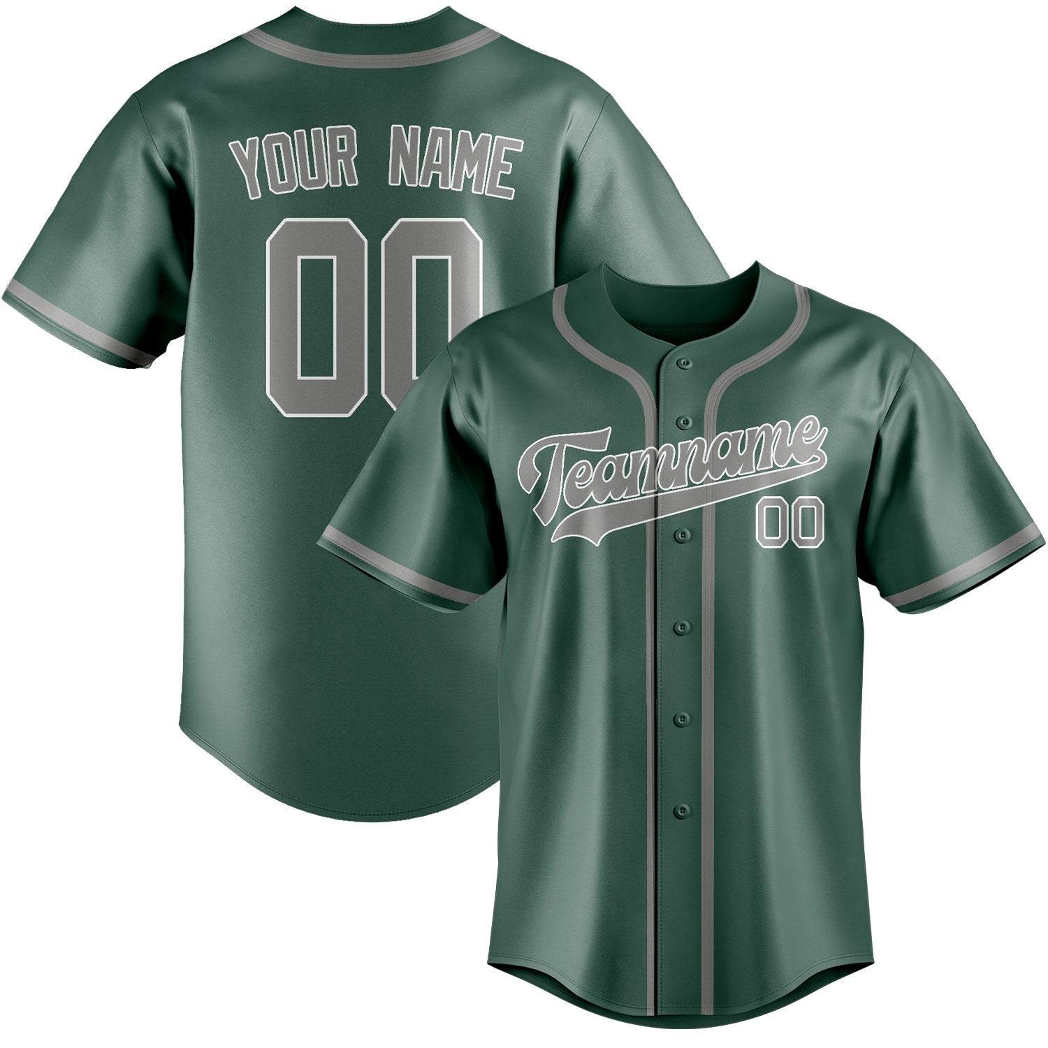 Maillot de baseball personnalisé bleu, vert et gris